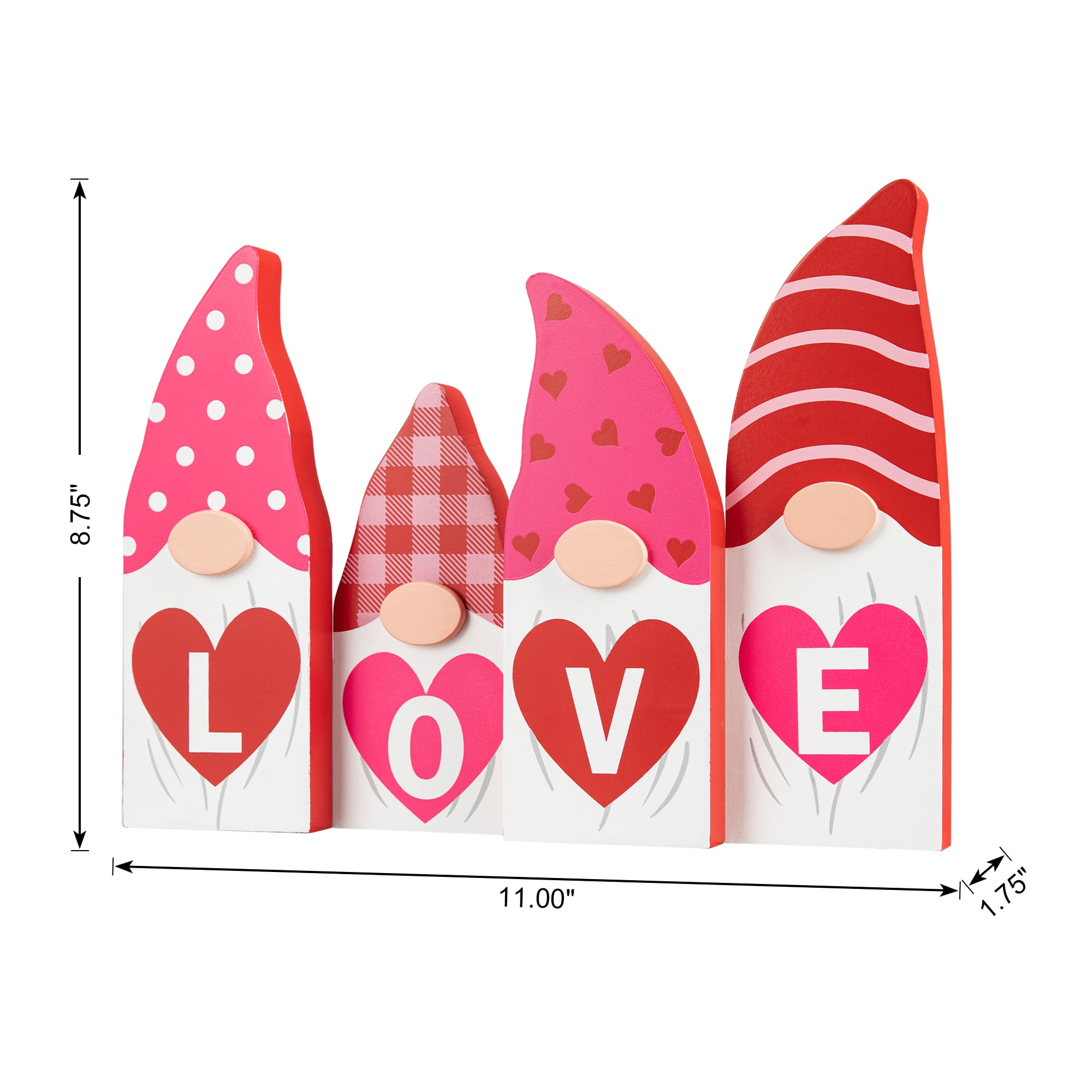 Glitzhome&#xAE; 11&#x22; Valentine&#x27;s Love Wooden Gnome Table Decor