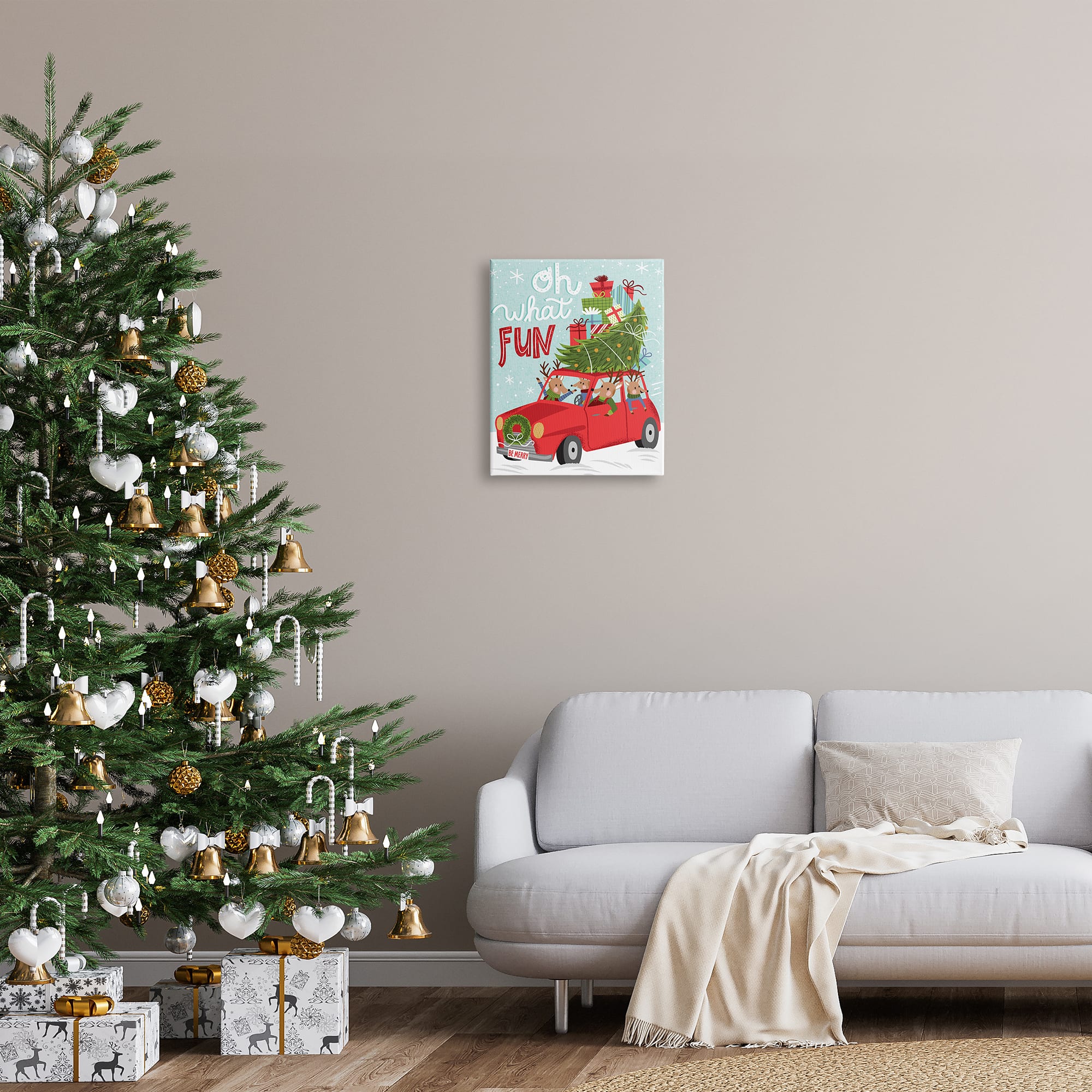 Stupell Industries Oh What Fun Holiday Car Canvas Wall Art