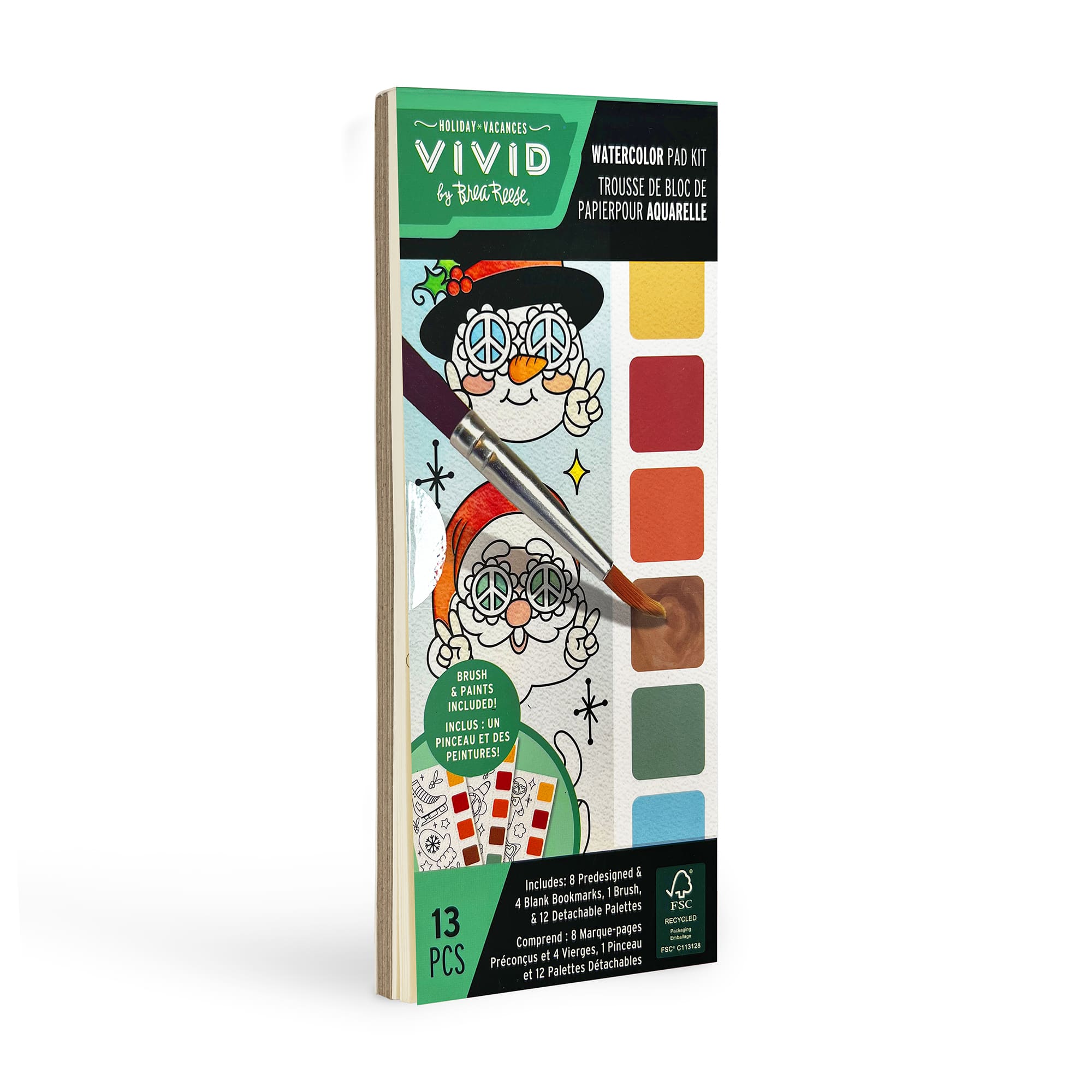 VIVID by Brea Reese&#xAE; Frosty Holiday Bookmark Watercolor Pad Kit