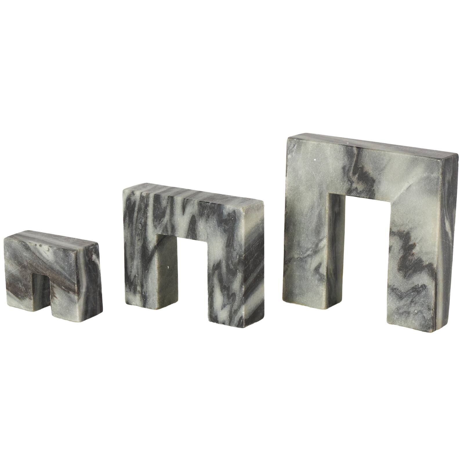 Black Marble Abstract Square Arch Decorative Sculpture Set