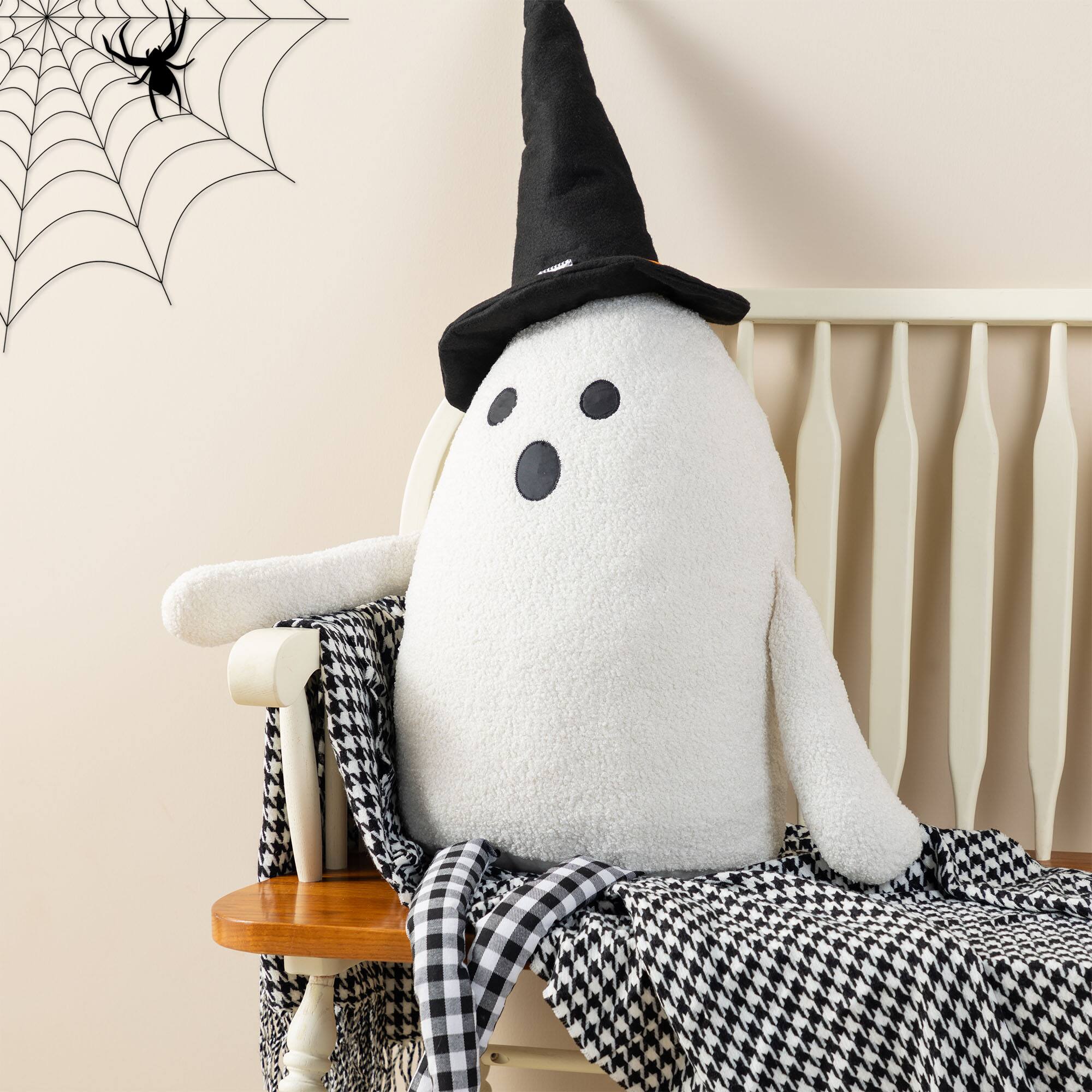Glitzhome® 65.25"H Lighted Halloween Oversized Fabric Ghost Shelf Sitter