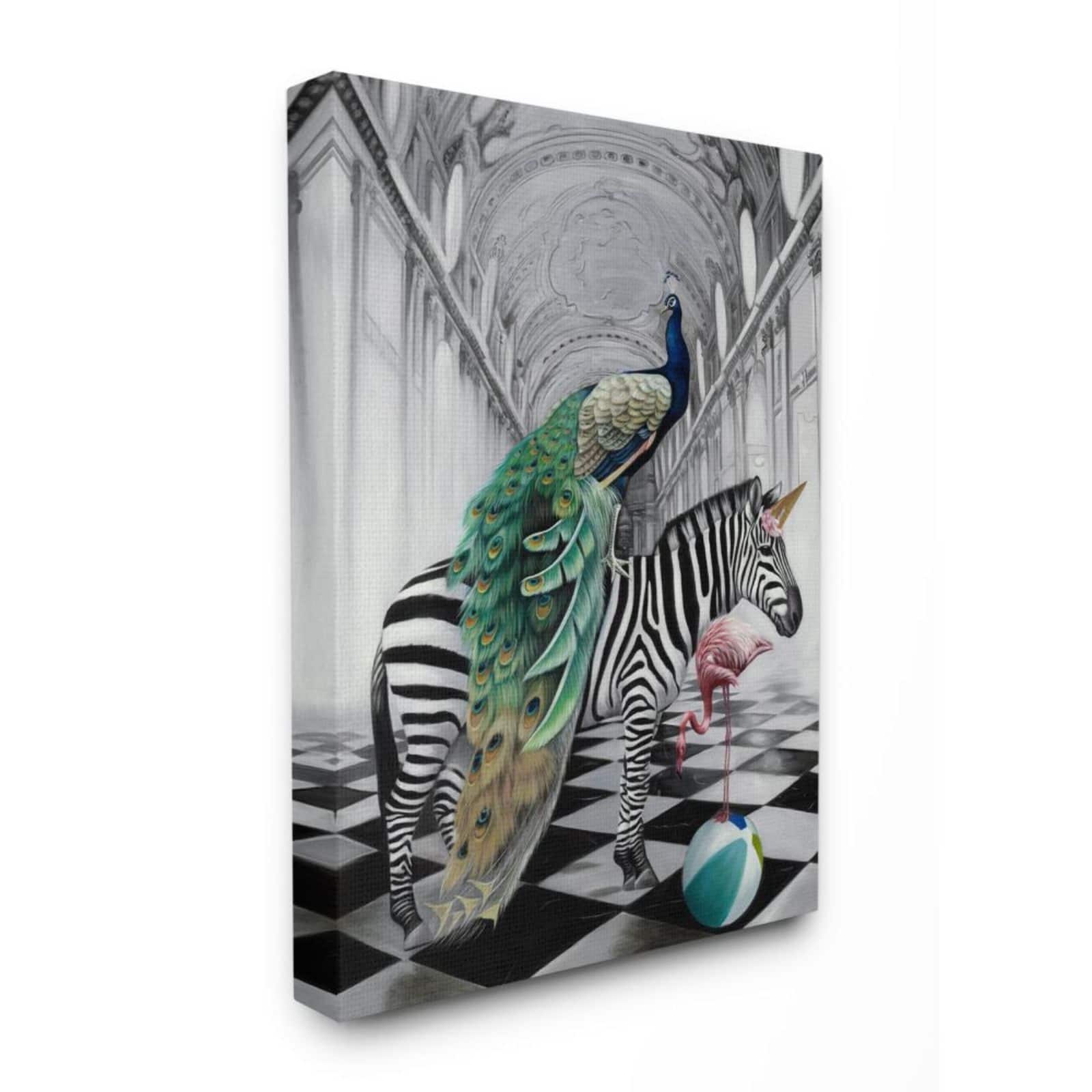 Stupell Industries Funny Zebra Birds Canvas Wall Accent