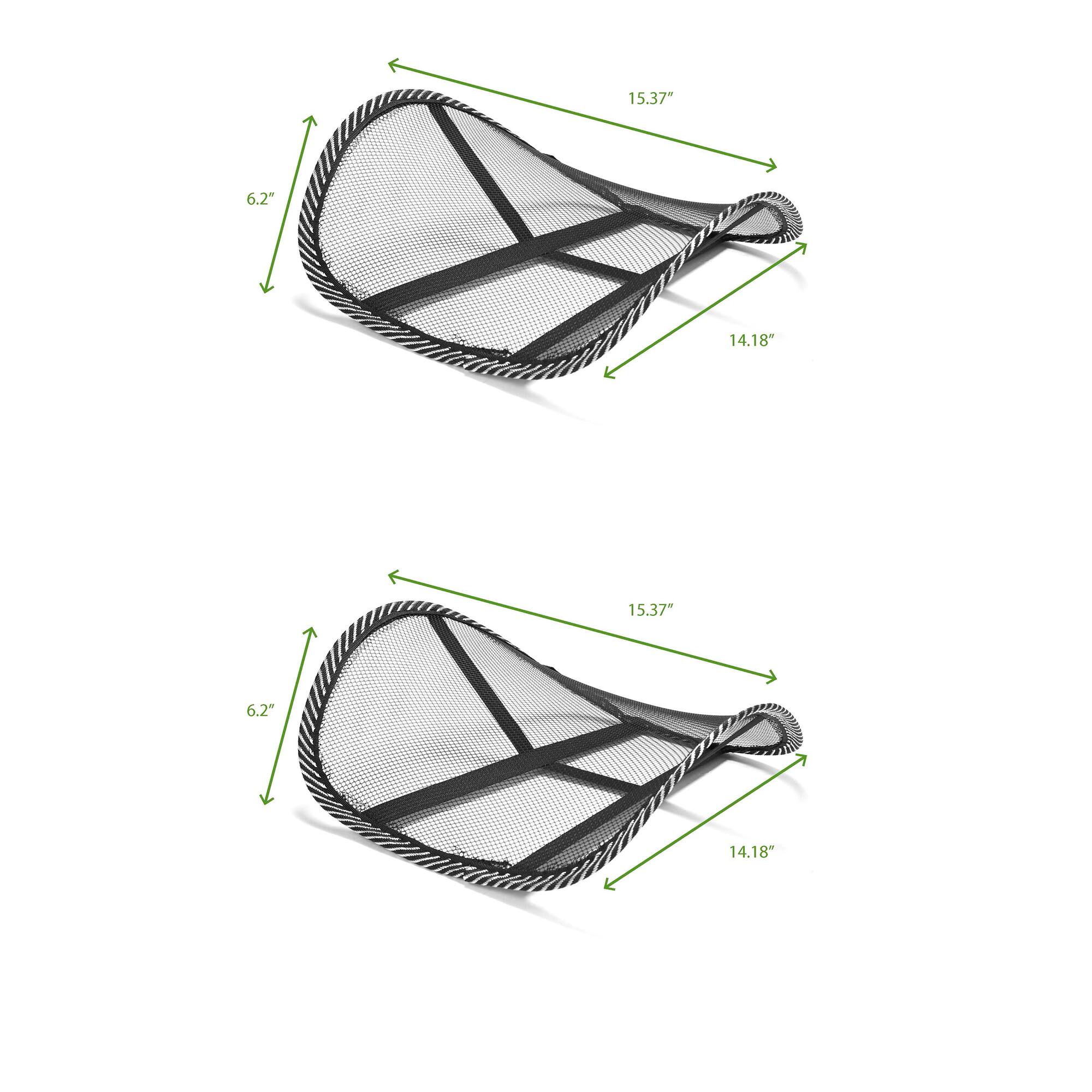 Mind Reader Black Mesh Lumbar Support Adjustable Cushion Set