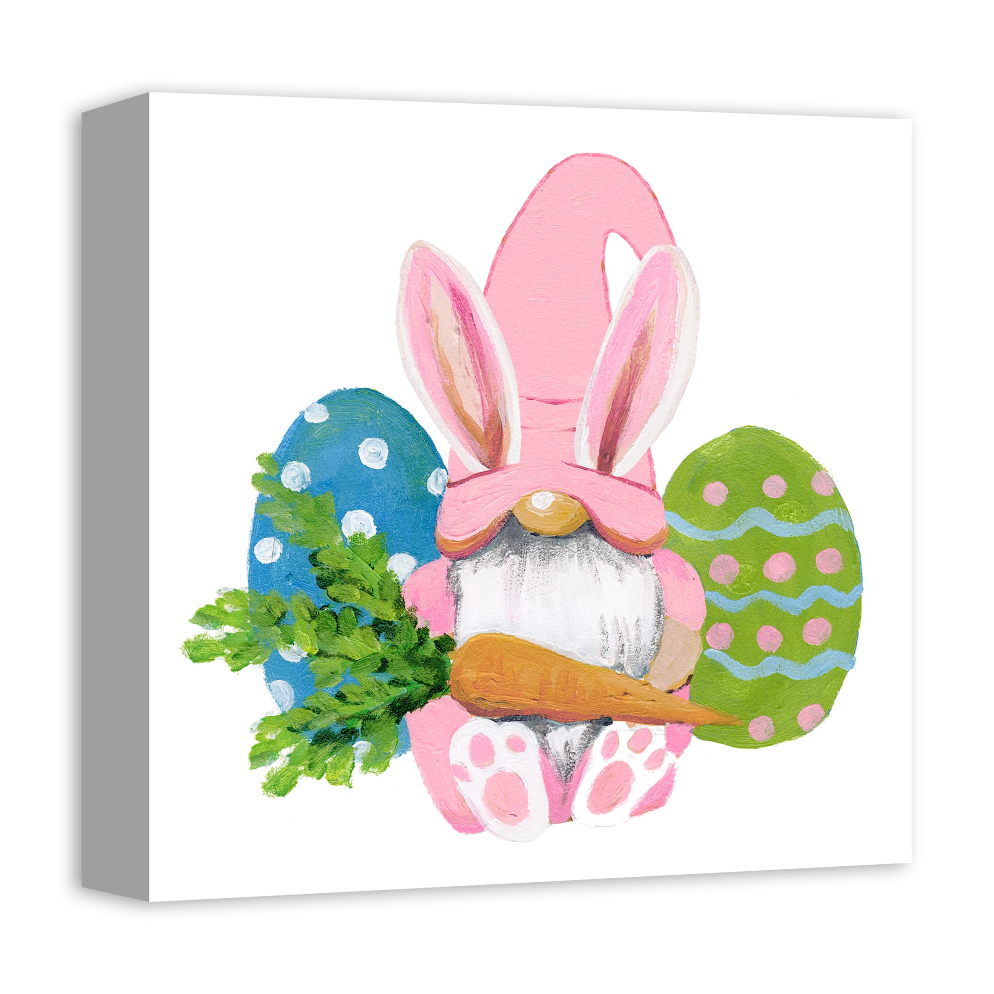 Easter Bunny Gnome 12&#x22; x 12&#x22; Canvas Wall Art