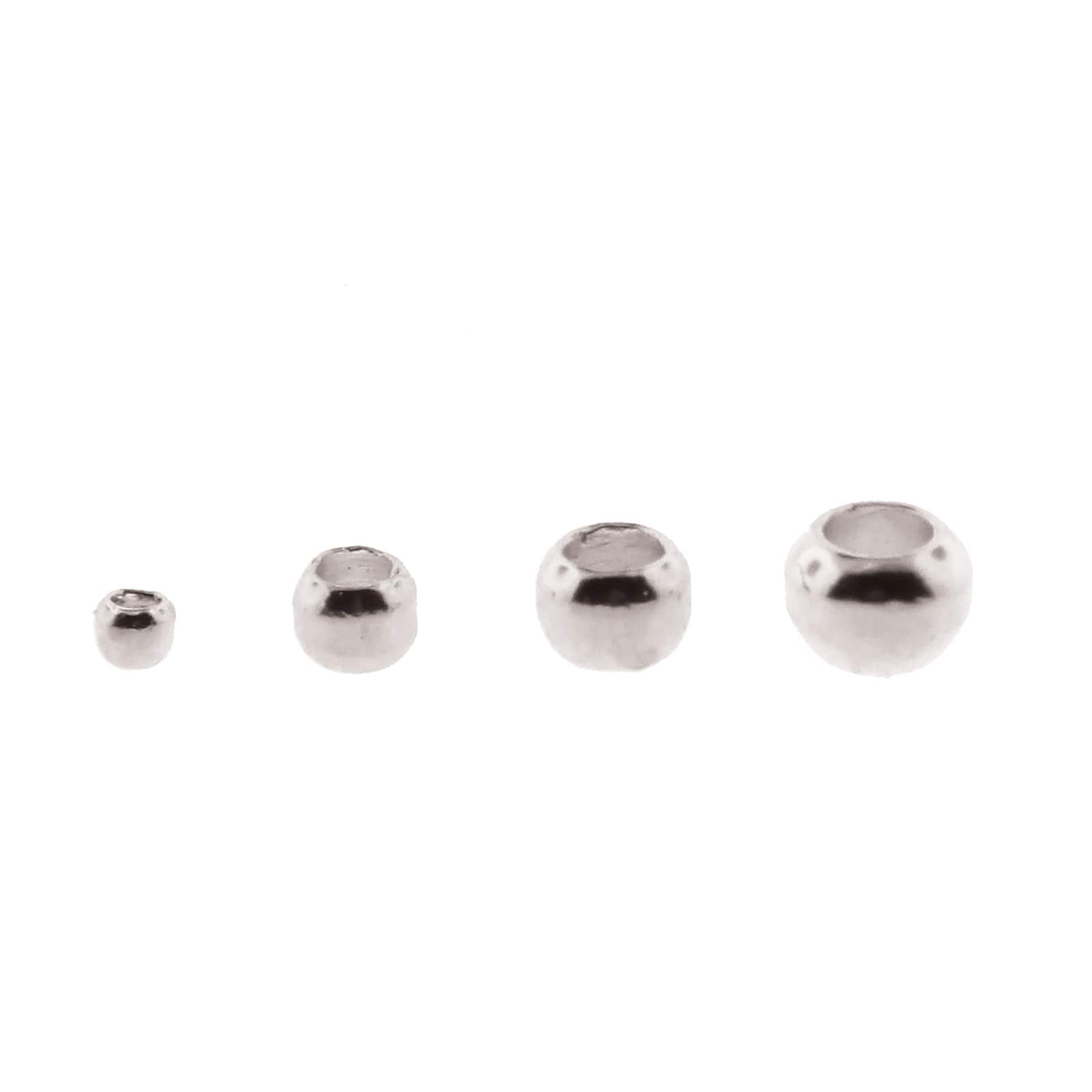 20pc 4x3.5mm Brass Crimp Bead Covers, Silver - Bead Box Bargains