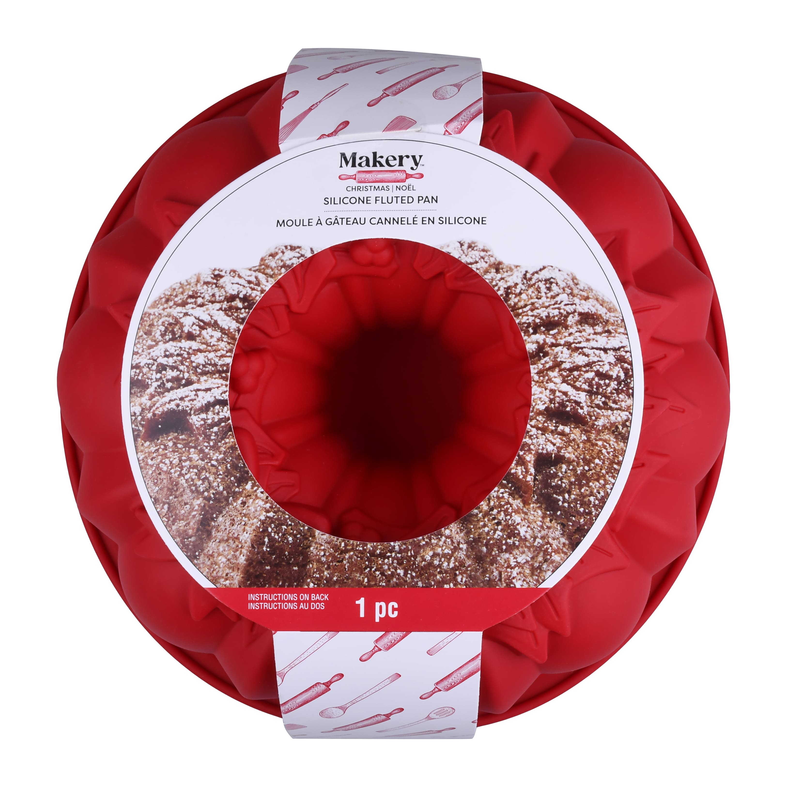 10&#x22; Christmas Bundt Silicone Fluted Pan by Makery&#x2122;