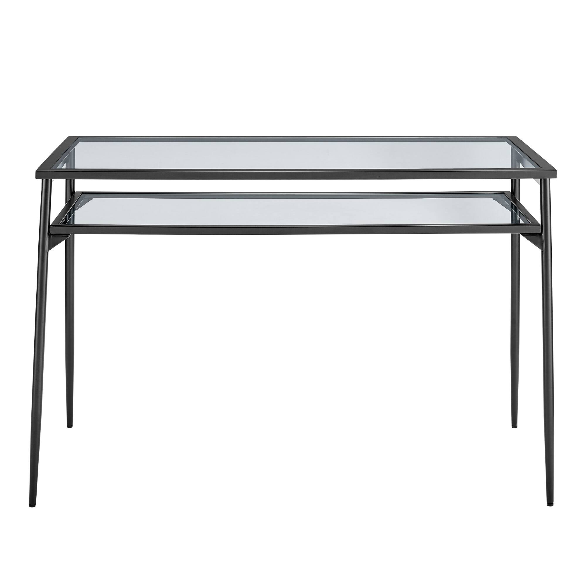 Walker Edison 48&#x22; Black Two Tier Glass &#x26; Metal Desk