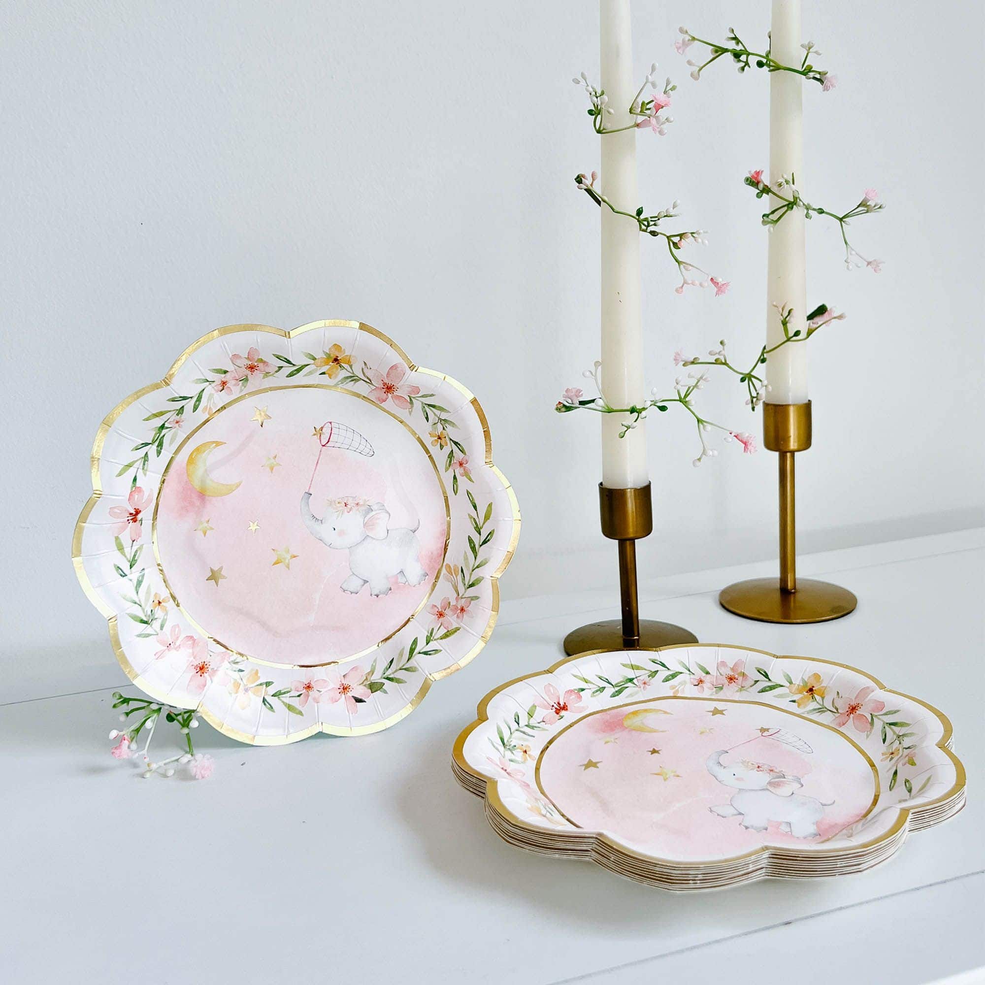 Kate Aspen® 7" Pink Elephant Baby Shower Premium Paper Plates, 16ct.