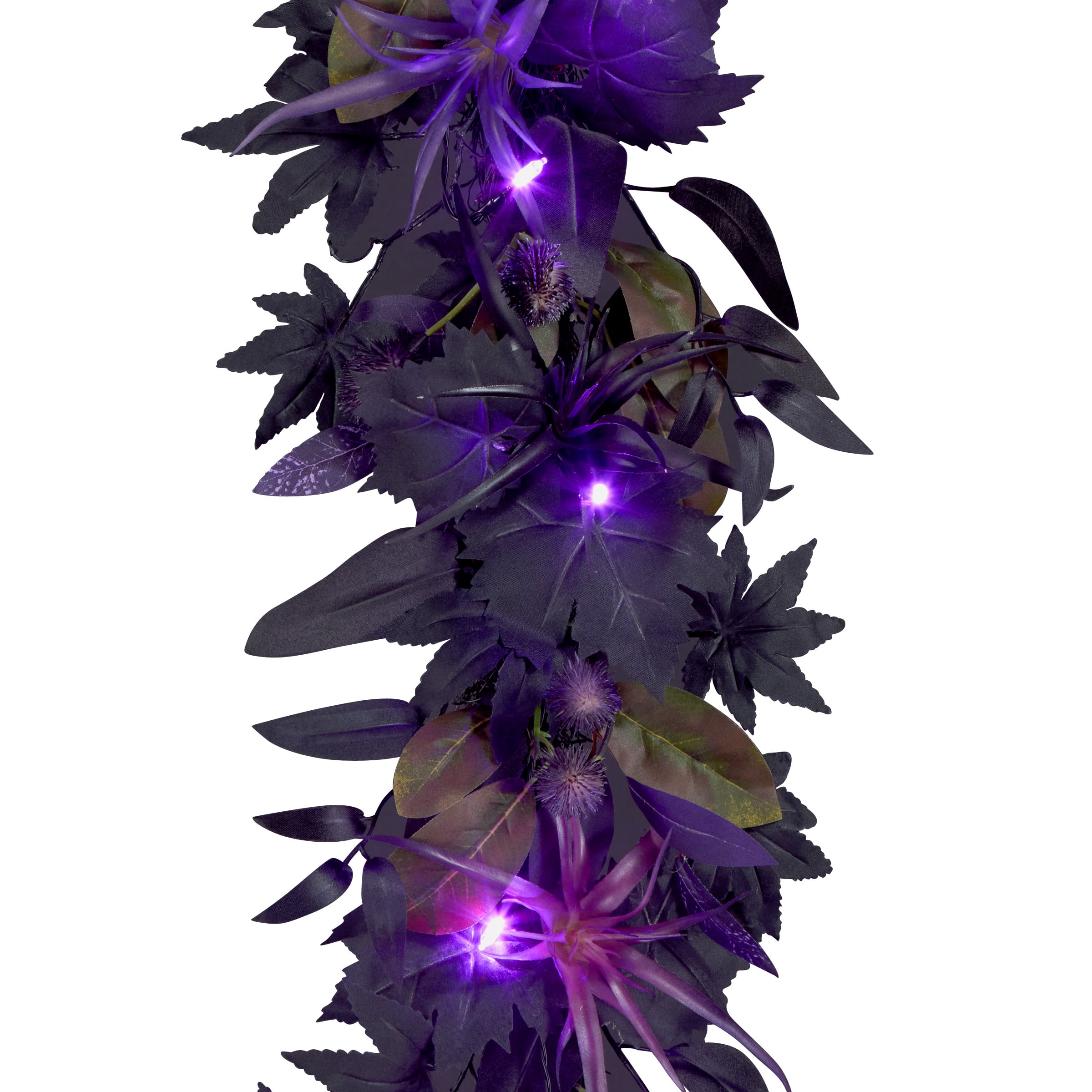 6ft. Scare in the Air Purple Flower Halloween Pre-Lit LED Garland