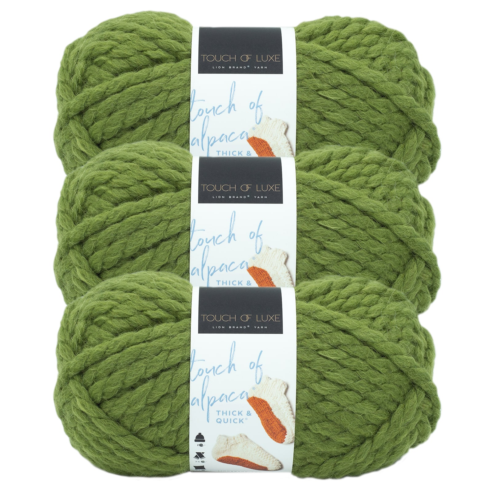Lion Brand Yarn Touch of Alpaca Thick & Quick Fisherman Jumbo Acrylic,  Alpaca Off-White Yarn 3 Pack 