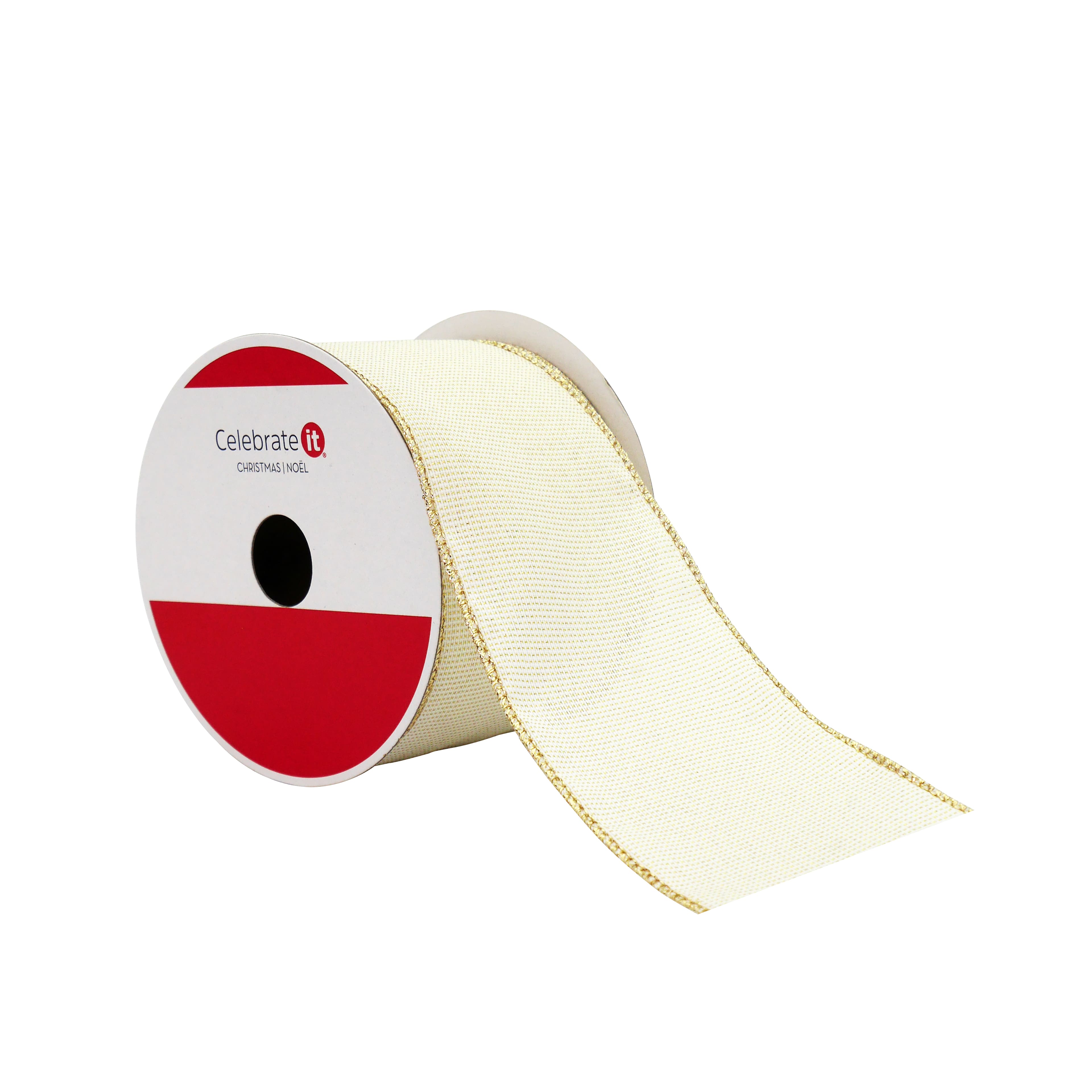 2.5&#x22; x 20ft. Cream Shimmer Wired Ribbon by Celebrate It&#xAE;