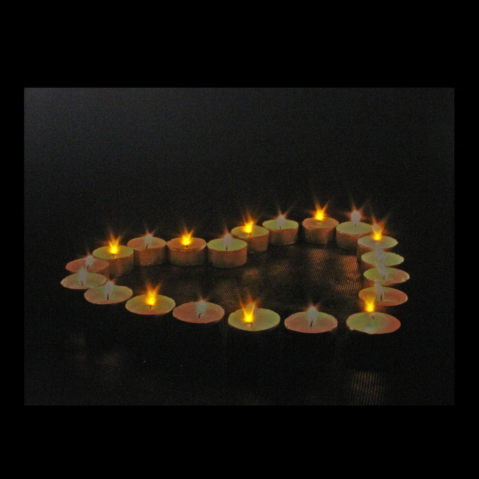 15.75&#x22; LED Flickering Heart-Shaped Candles Canvas Wall Art