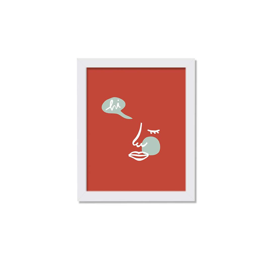 Hi Abstract Portrait White Framed Print