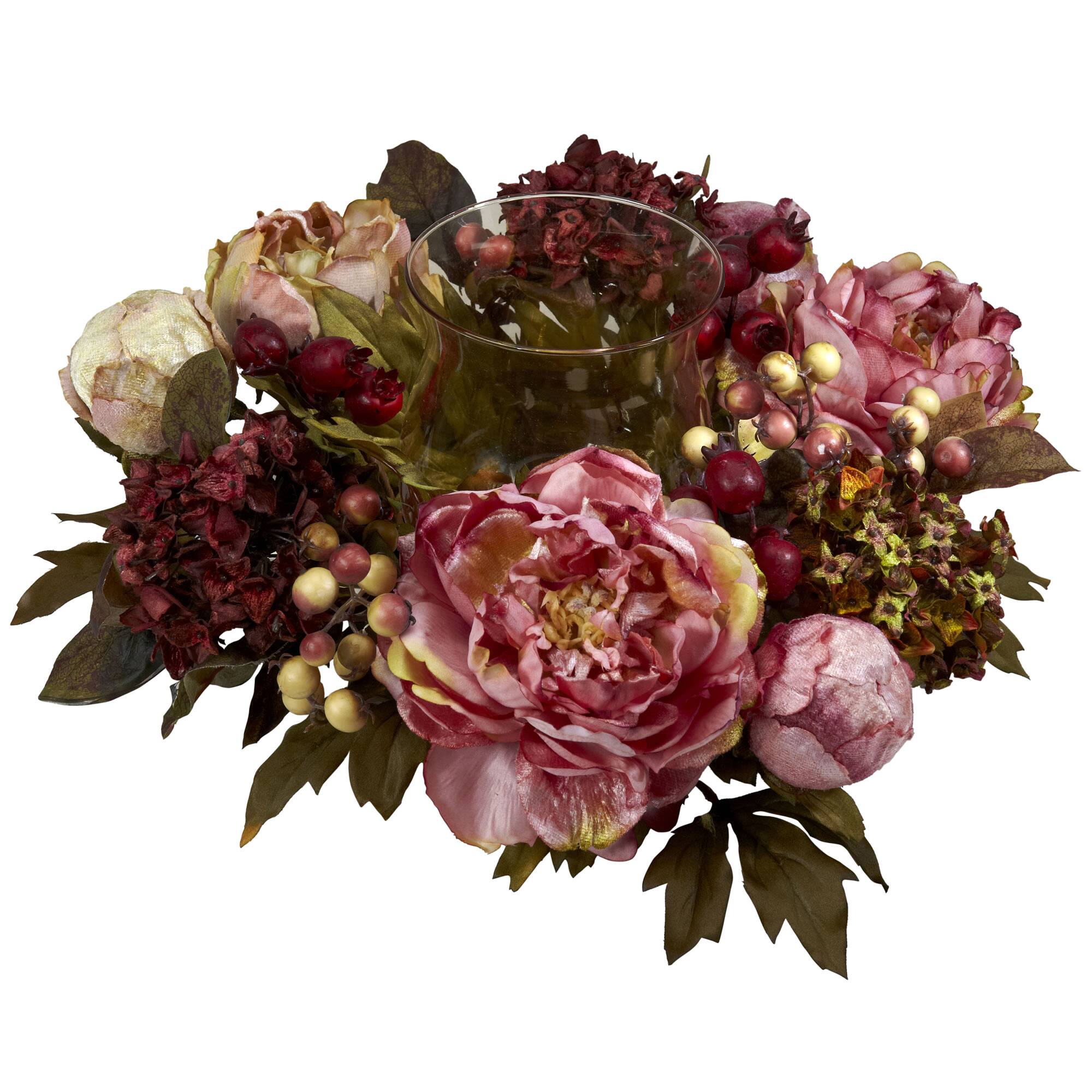 6.5" Peony & Hydrangea Candelabrum