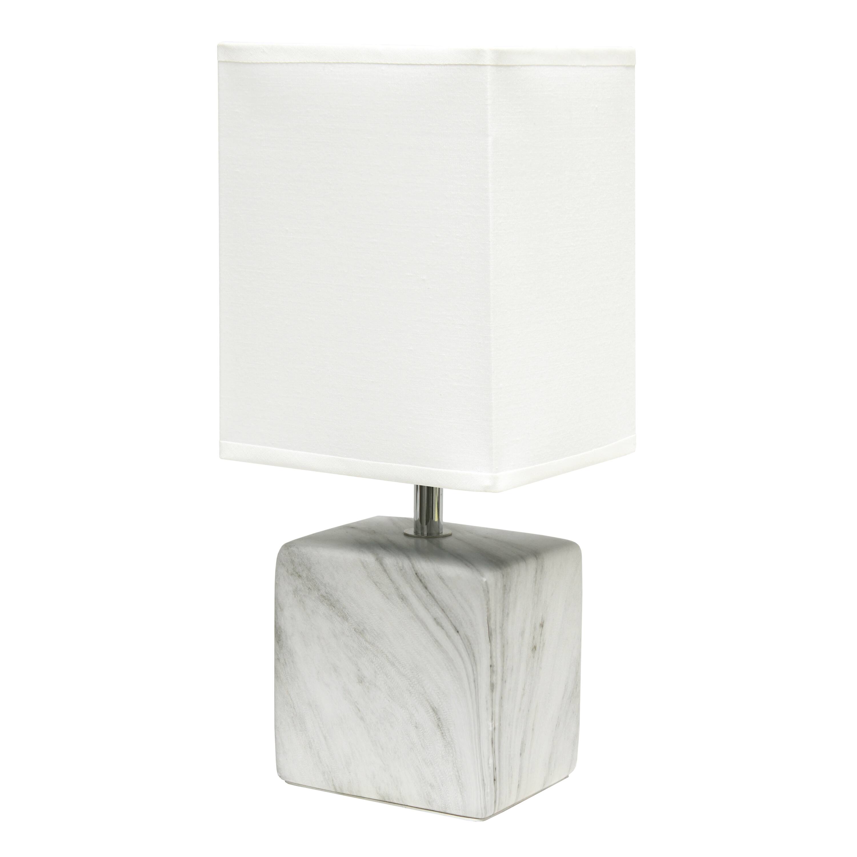 Simple Designs White Marbled Ceramic Table Lamp