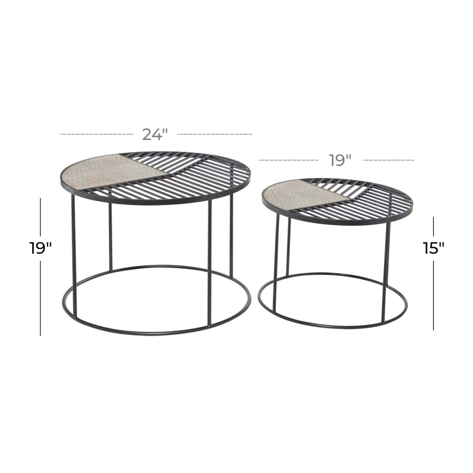 Black Metal Contemporary Accent Table Set