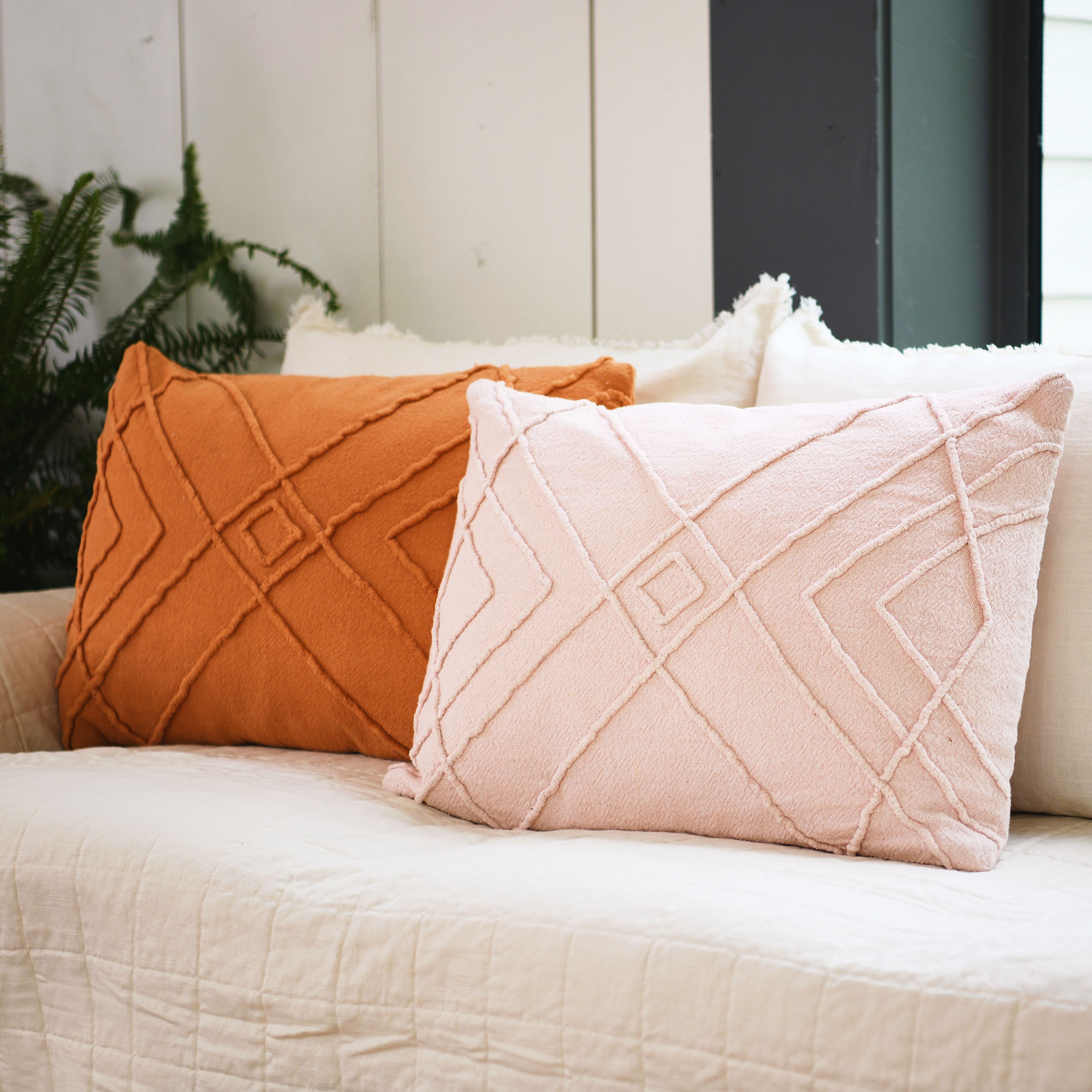 Hello Honey® Embroidered Cotton Geometric Lumbar Pillow
