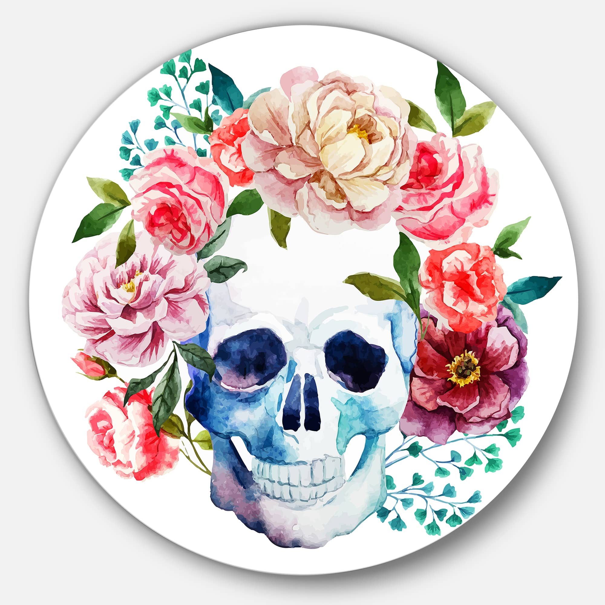 Designart - Skull Bouquet Vector Art&#x27; Contemporary Metal Artwork