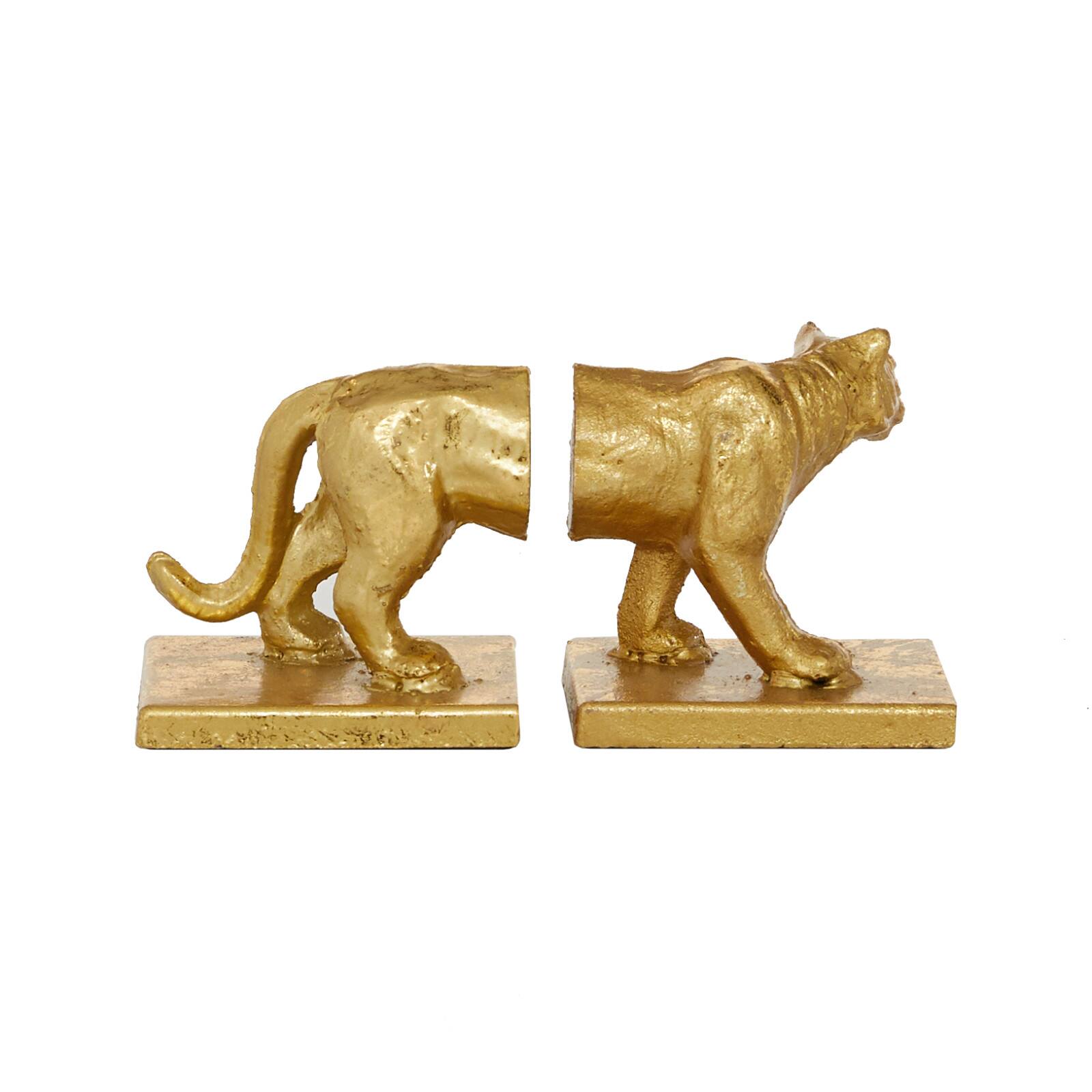 5&#x22; Gold Iron Cougar Glam Bookends