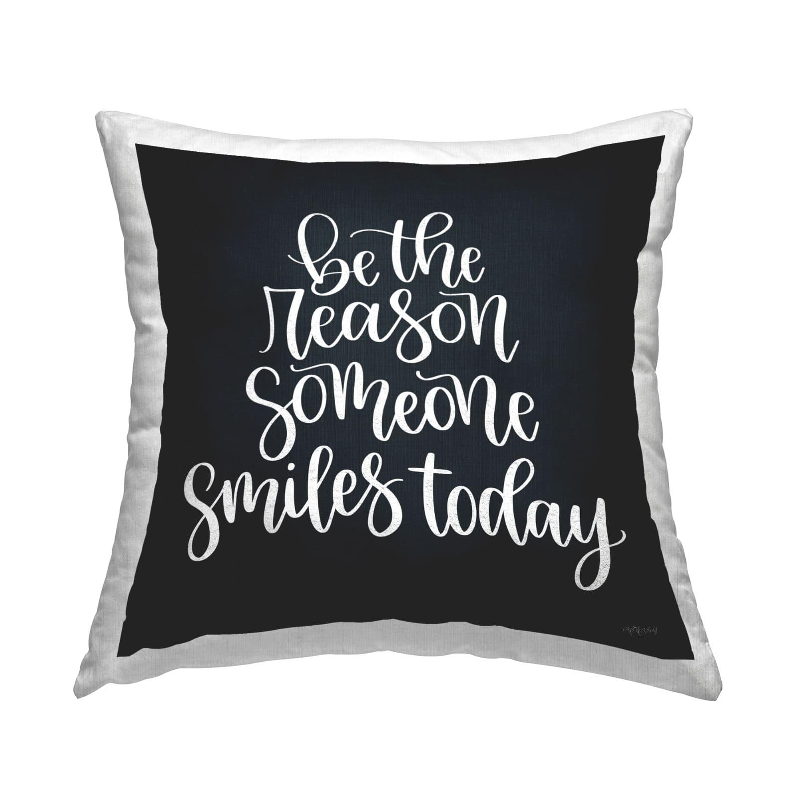 Stupell Industries Uplifting Smile Calligraphy Black Background Throw Pillow, 18" x 18"