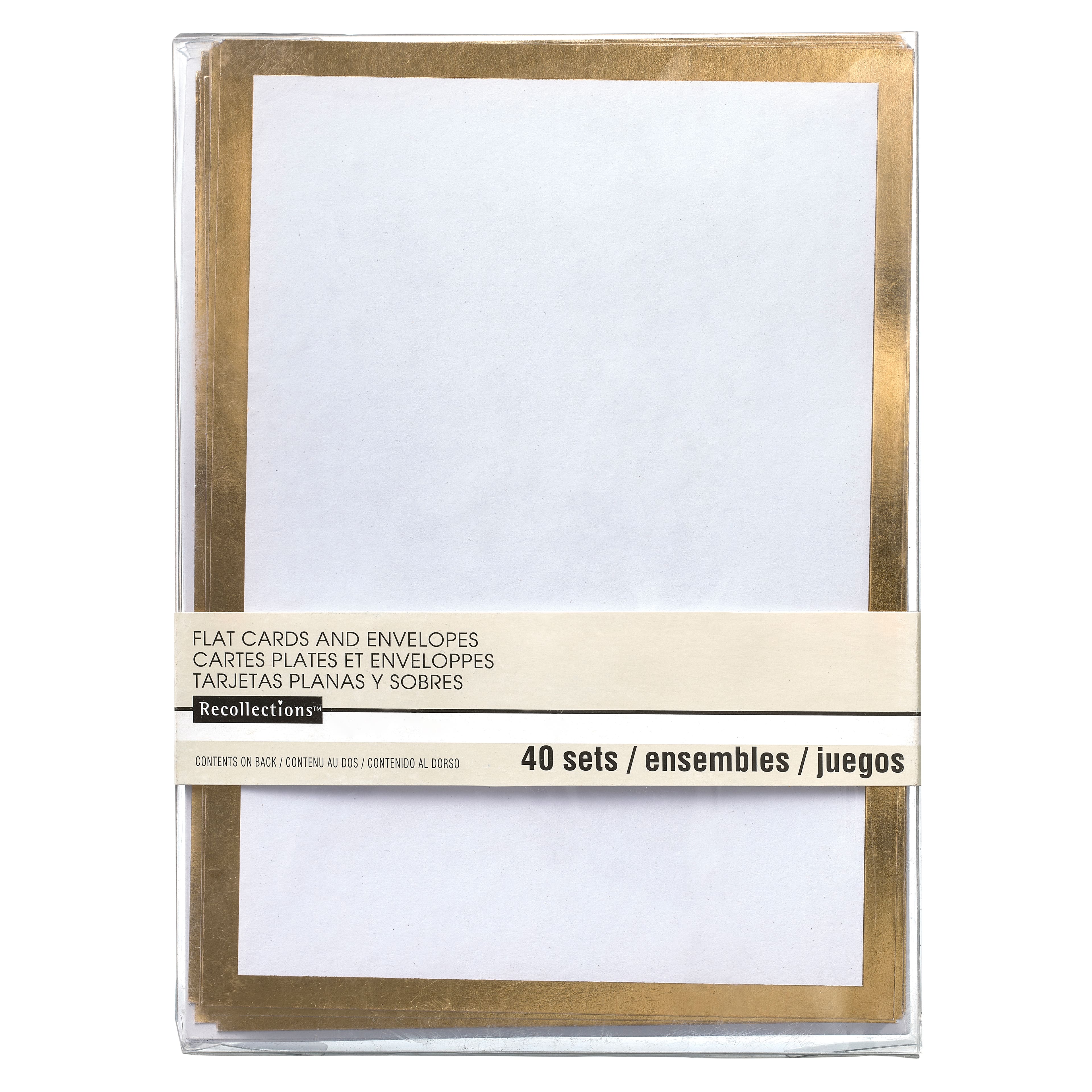 12 Packs: 40 ct. (480 total) Gold Foil Flat Cards &#x26; Envelopes by Recollections&#x2122;, 5&#x22; x 7&#x22;