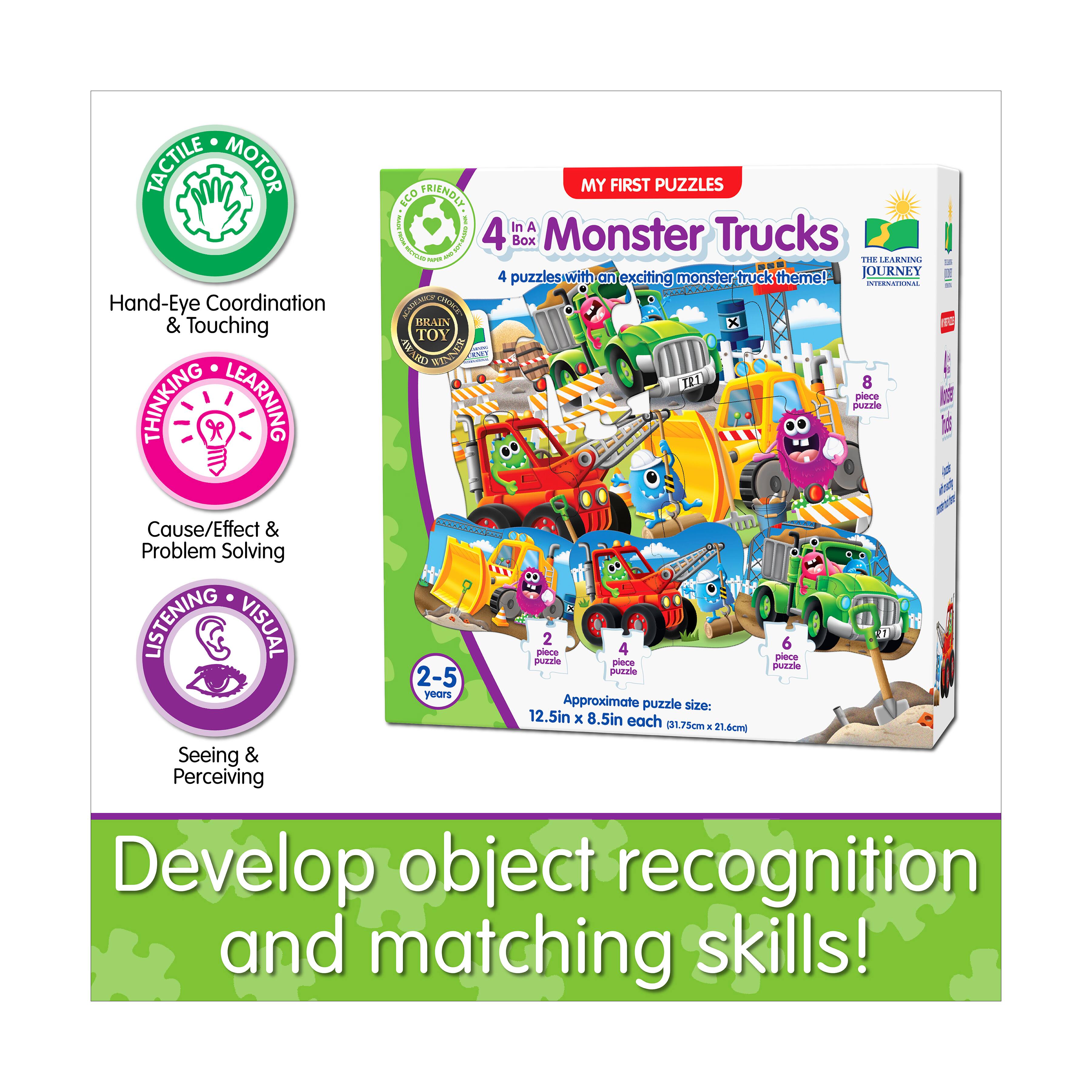 My First Puzzles - 4 In A Box - Monster Trucks: 20 Pcs