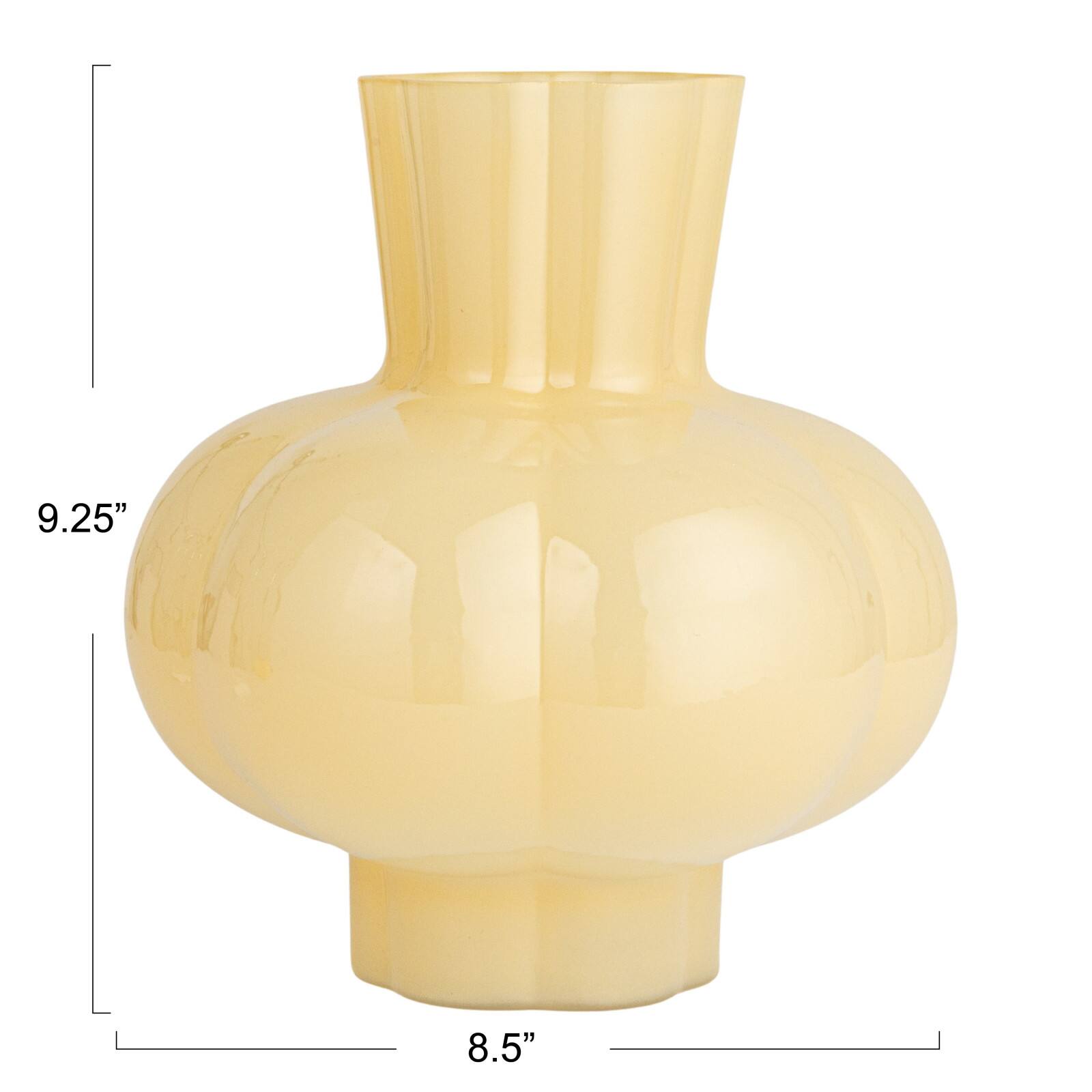 Hello Honey&#xAE; 9.25&#x22; Light Yellow Round Opaque Glass Vase