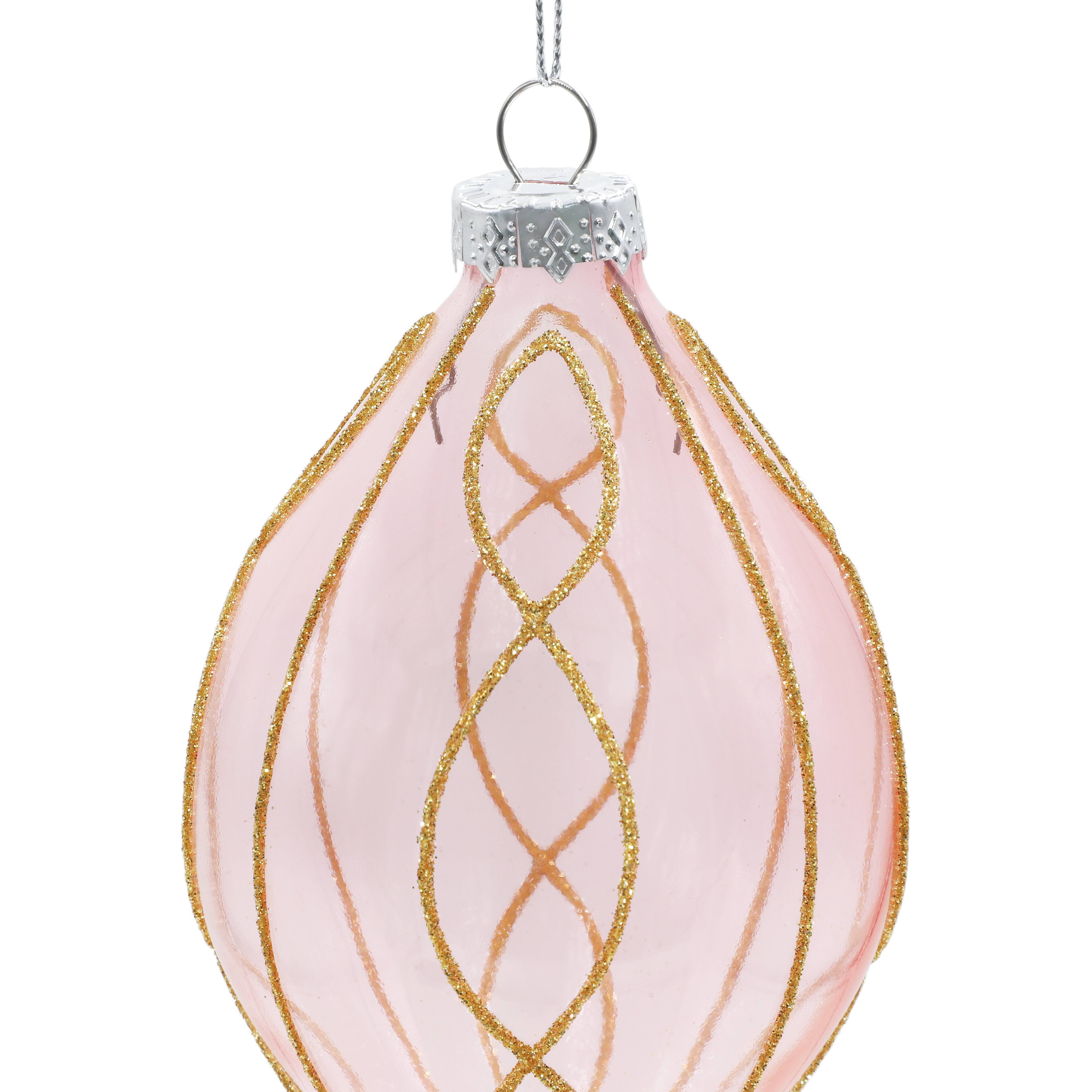 6&#x22; Pink &#x26; Gold Finial Glass Ornament by Ashland&#xAE;