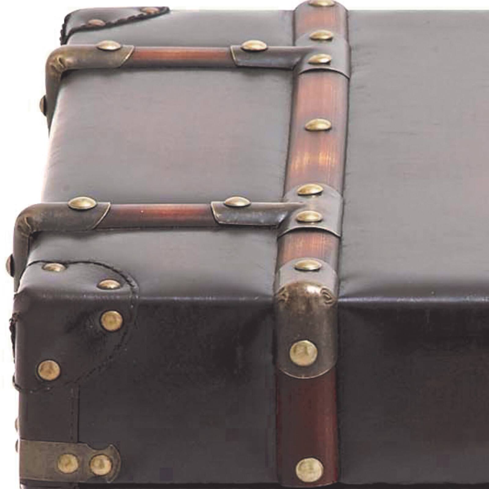 23&#x22; Dark Brown Faux Leather &#x26; Wood Traditional Cabinet