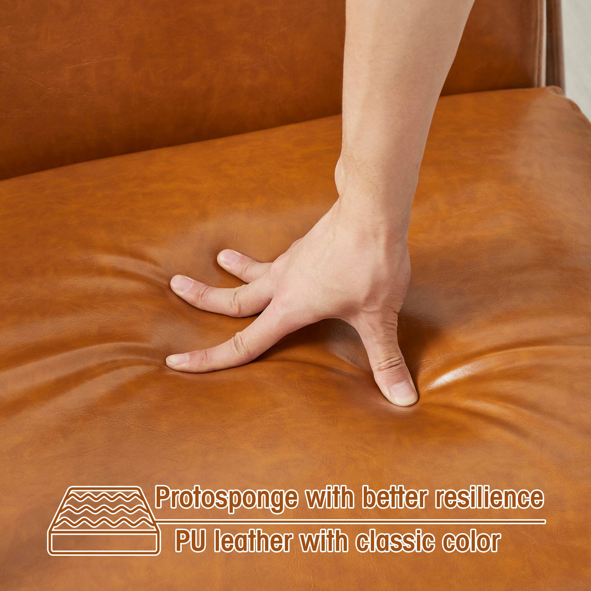 Glitzhome&#xAE; Mid-Century Faux Leather Accent Chair