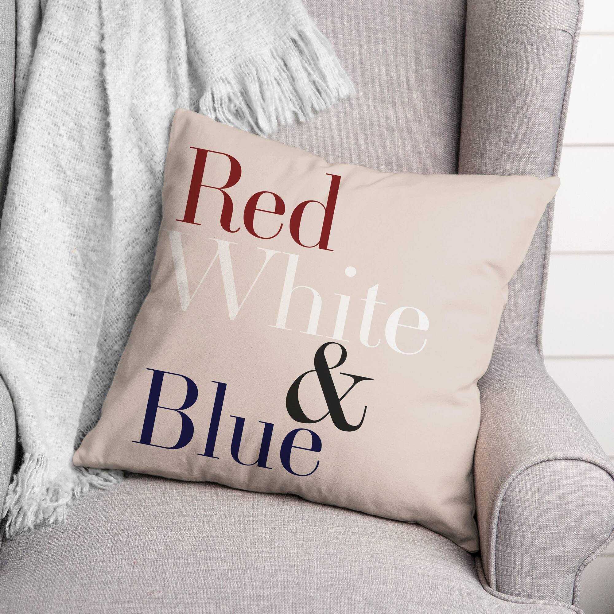 Red, White &#x26; Blue Type Throw Pillow