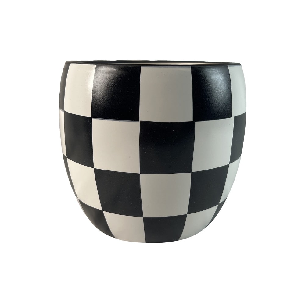 5.75&#x22; Black &#x26; White Check Ceramic Pot by Ashland&#xAE;