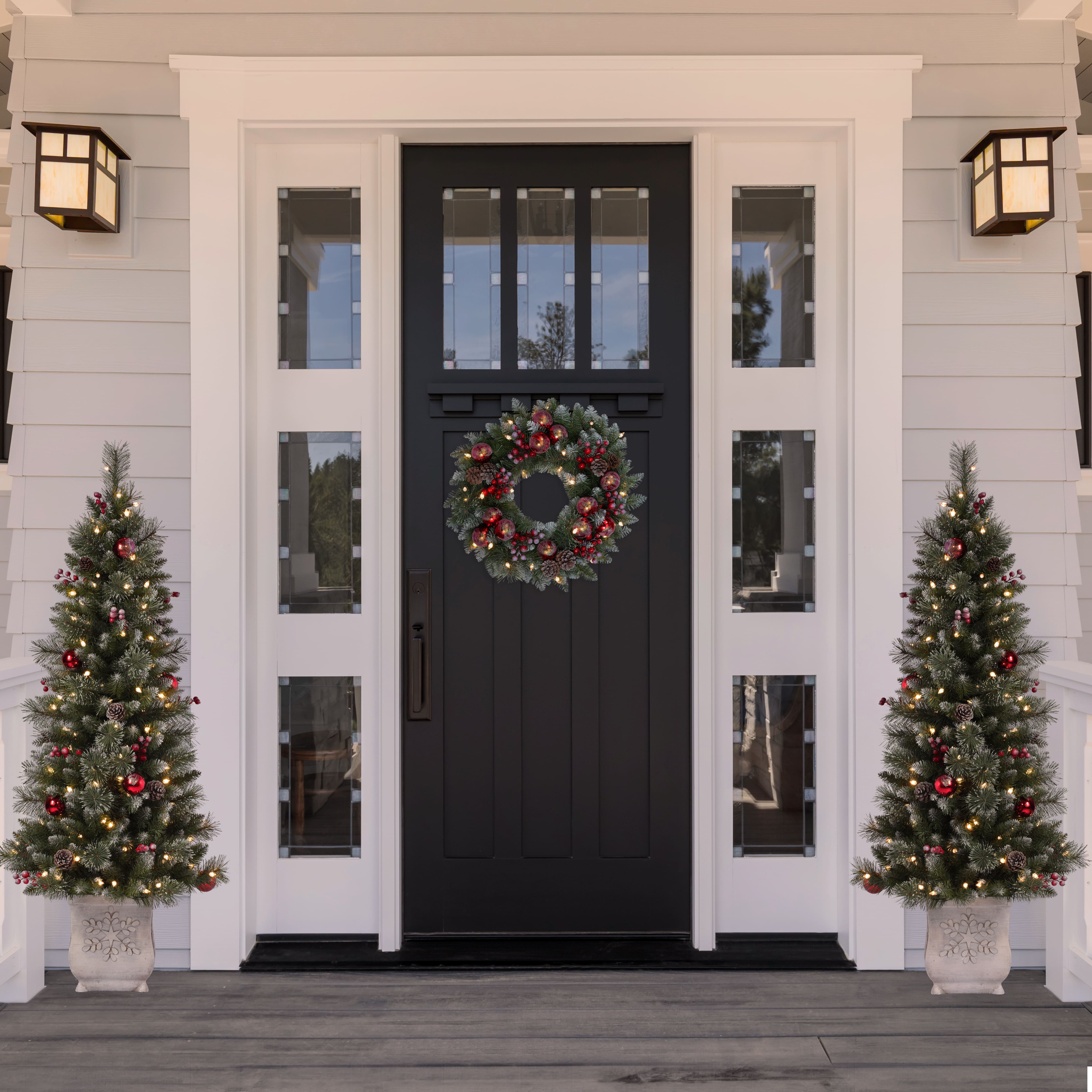 4.5ft. Pre-Lit Frosted Ithica Pine Artificial Potted Christmas Tree, Soft White C3 LED Lights
