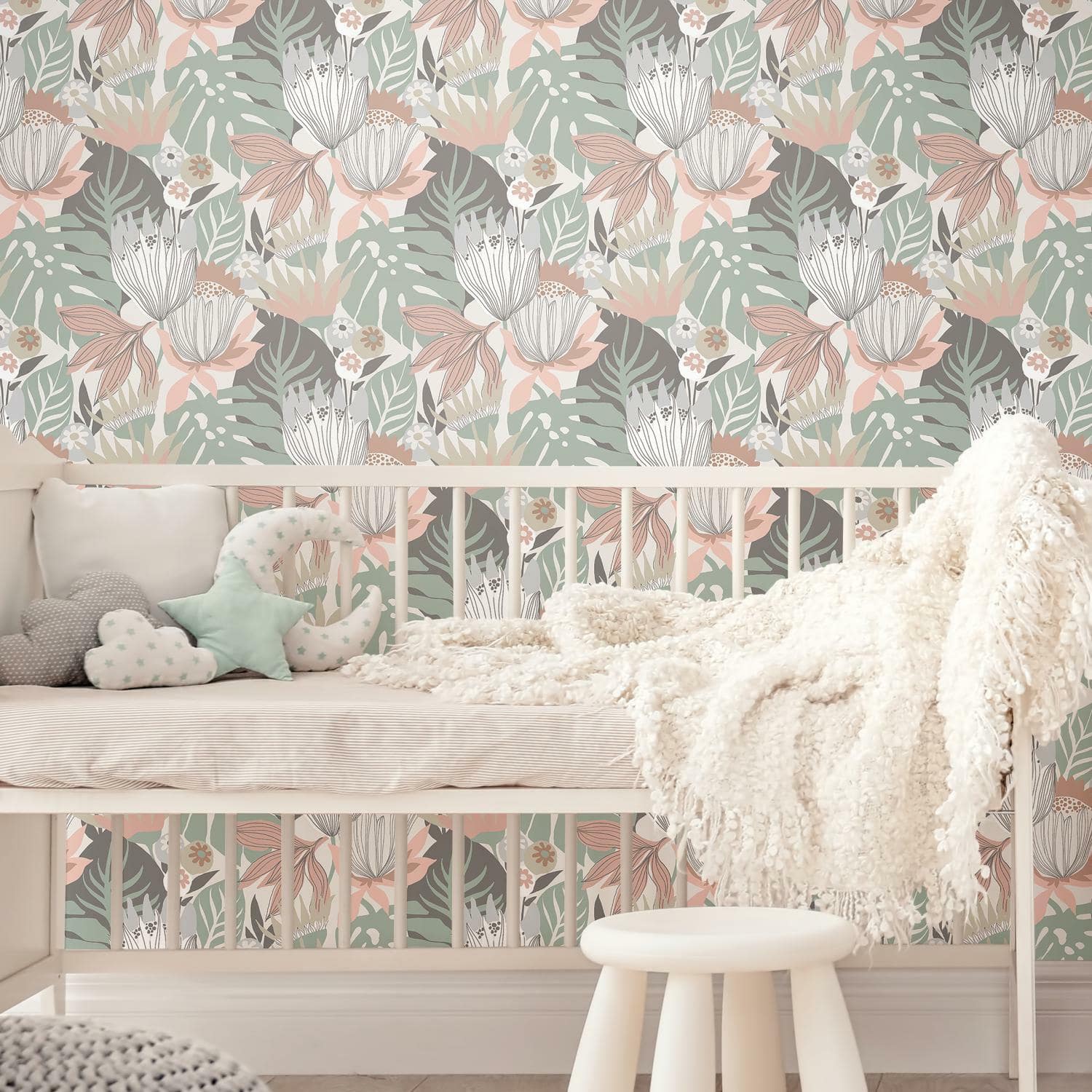 RoomMates Retro Tropical Leaves Peel & Stick Wallpaper