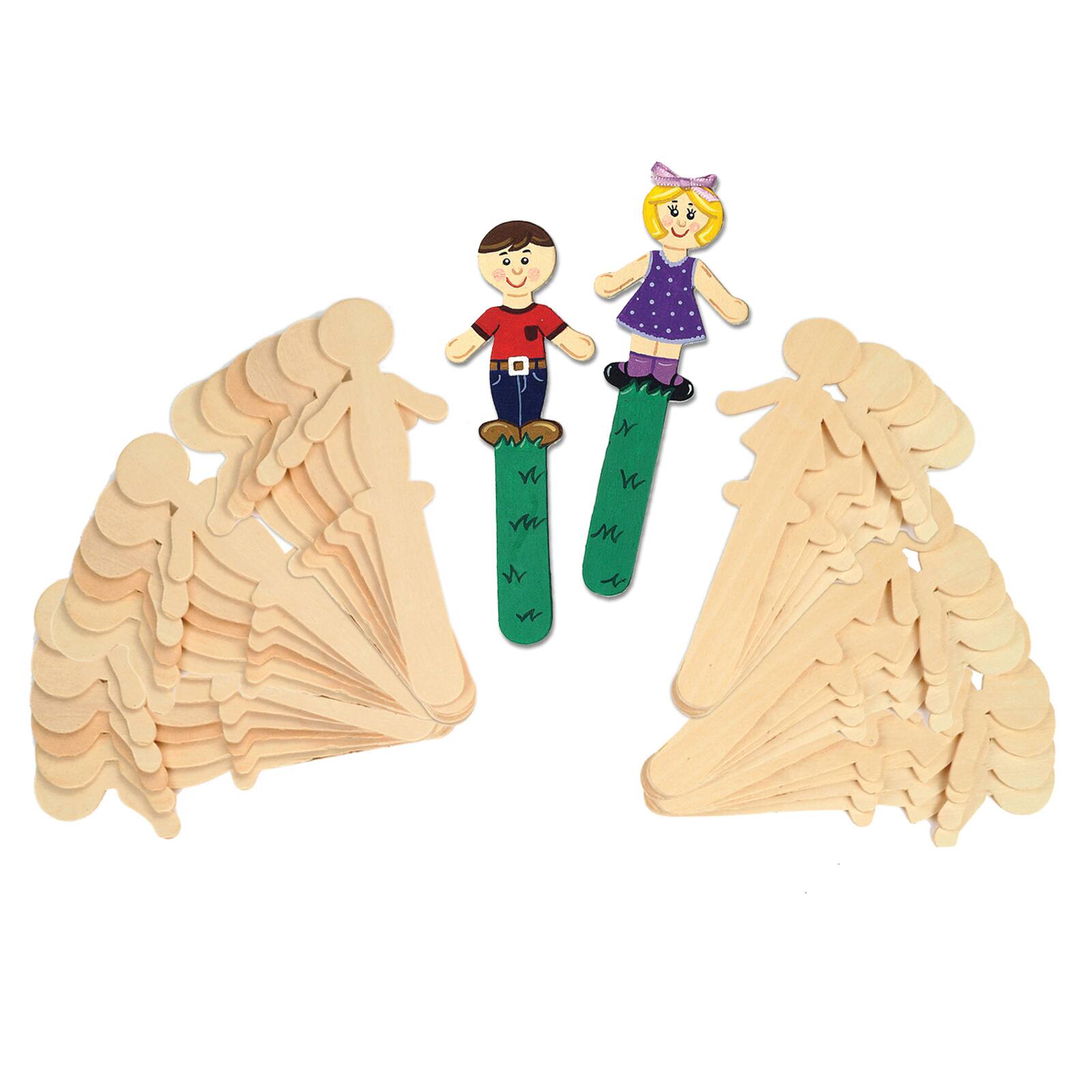 Creativity Street&#xAE; 5.5&#x22; Natural Wood People-Shaped Craft Sticks, 3 Packs of 36
