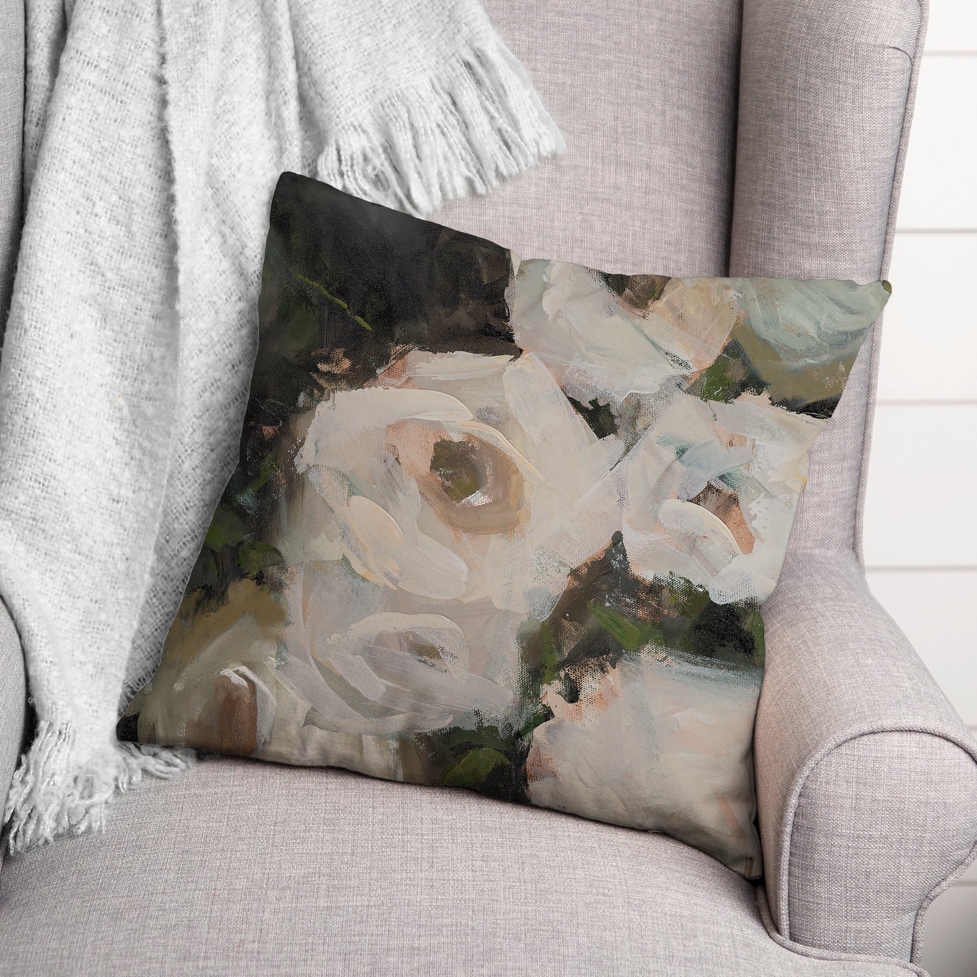 Moody Florals 18" x 18" Indoor/Outdoor Pillow