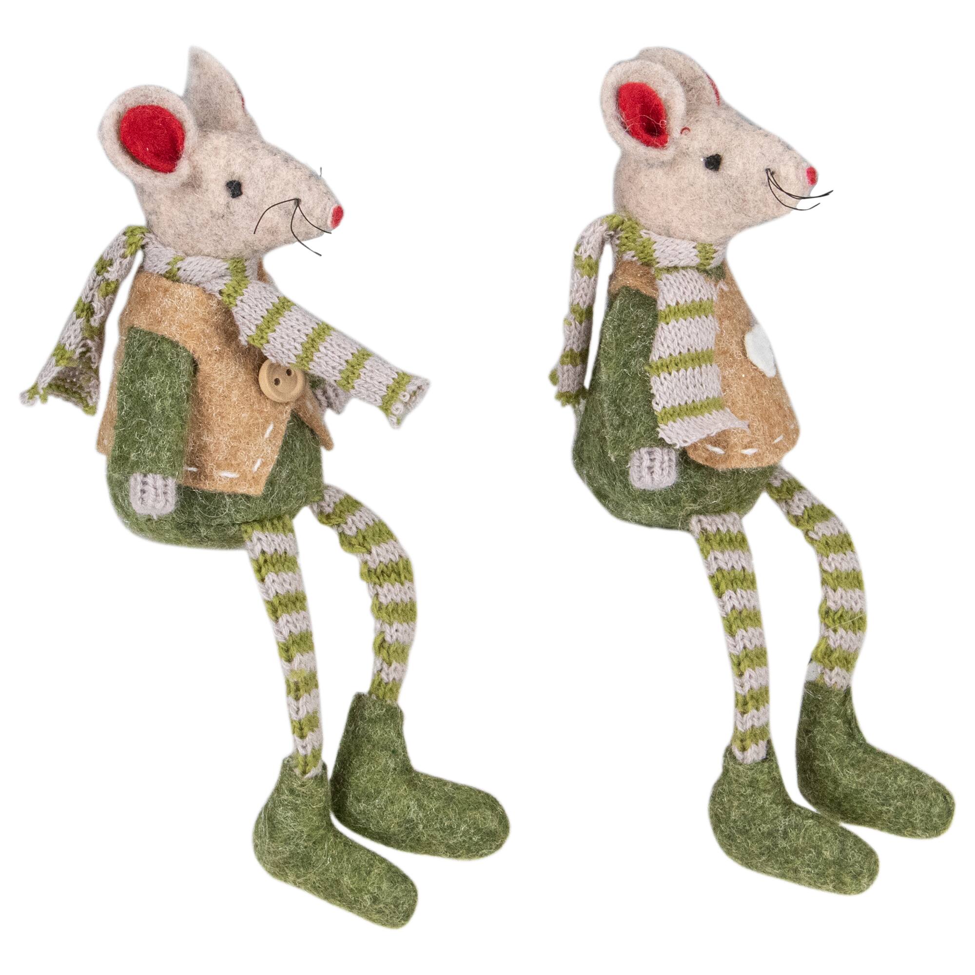 7.5&#x22; Boy &#x26; Girl Mice Christmas Ornaments Set