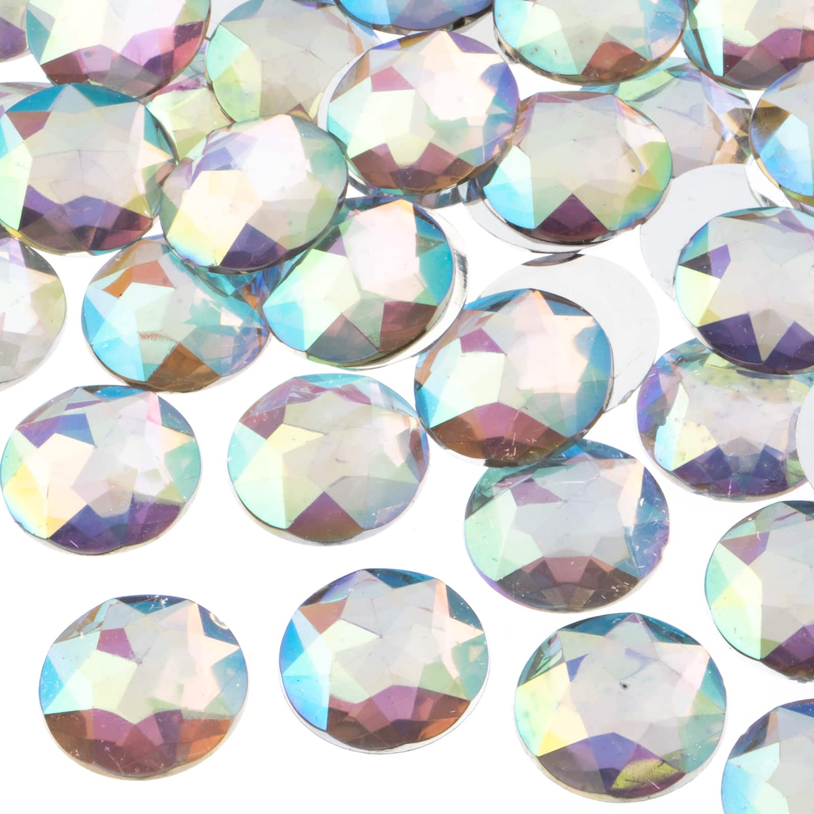 John Bead 20mm AB Acrylic Round Flat Back Rhinestones, 200ct.