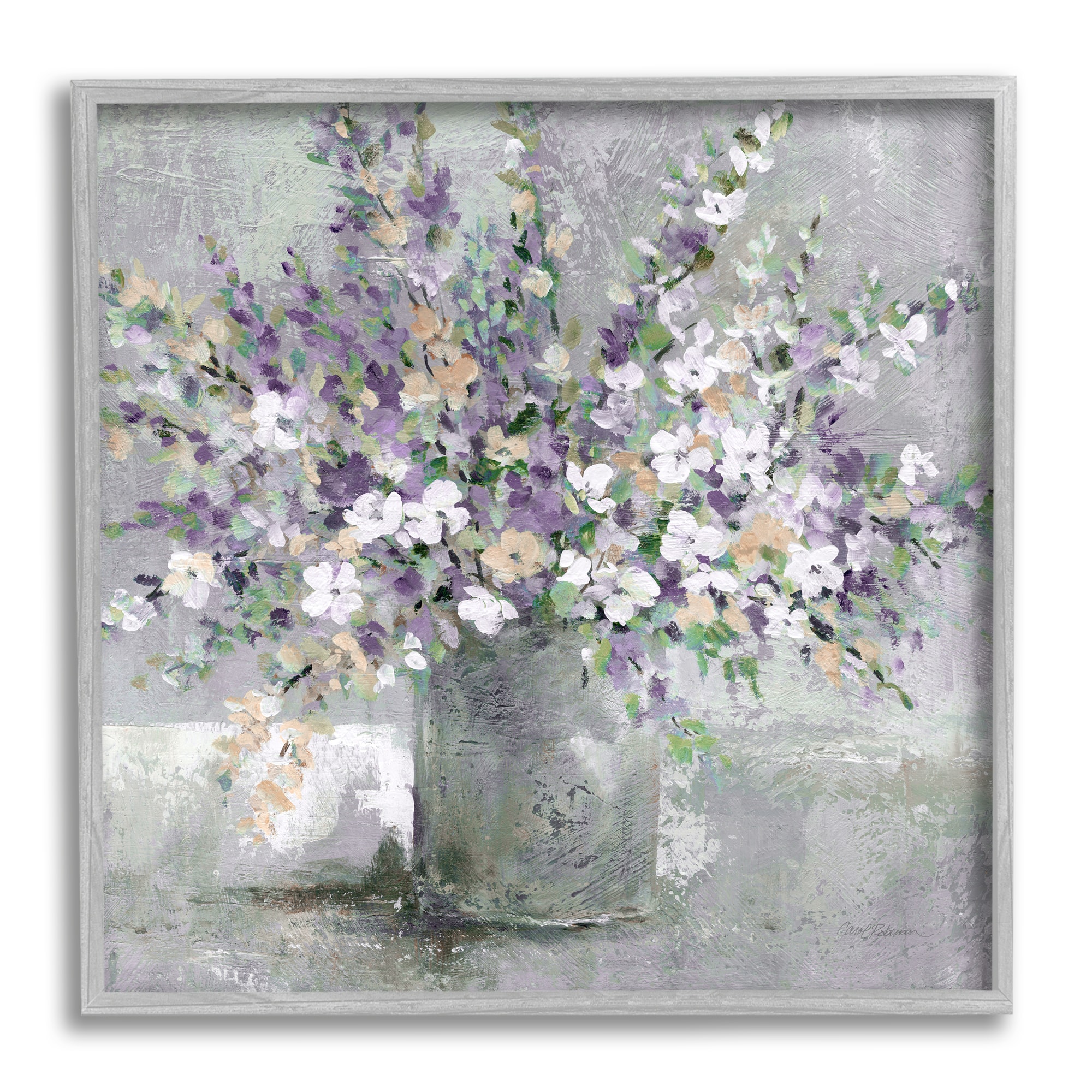 Stupell Industries Blossoming Aster Flower Bouquet Soft Purple Framed Giclee Art