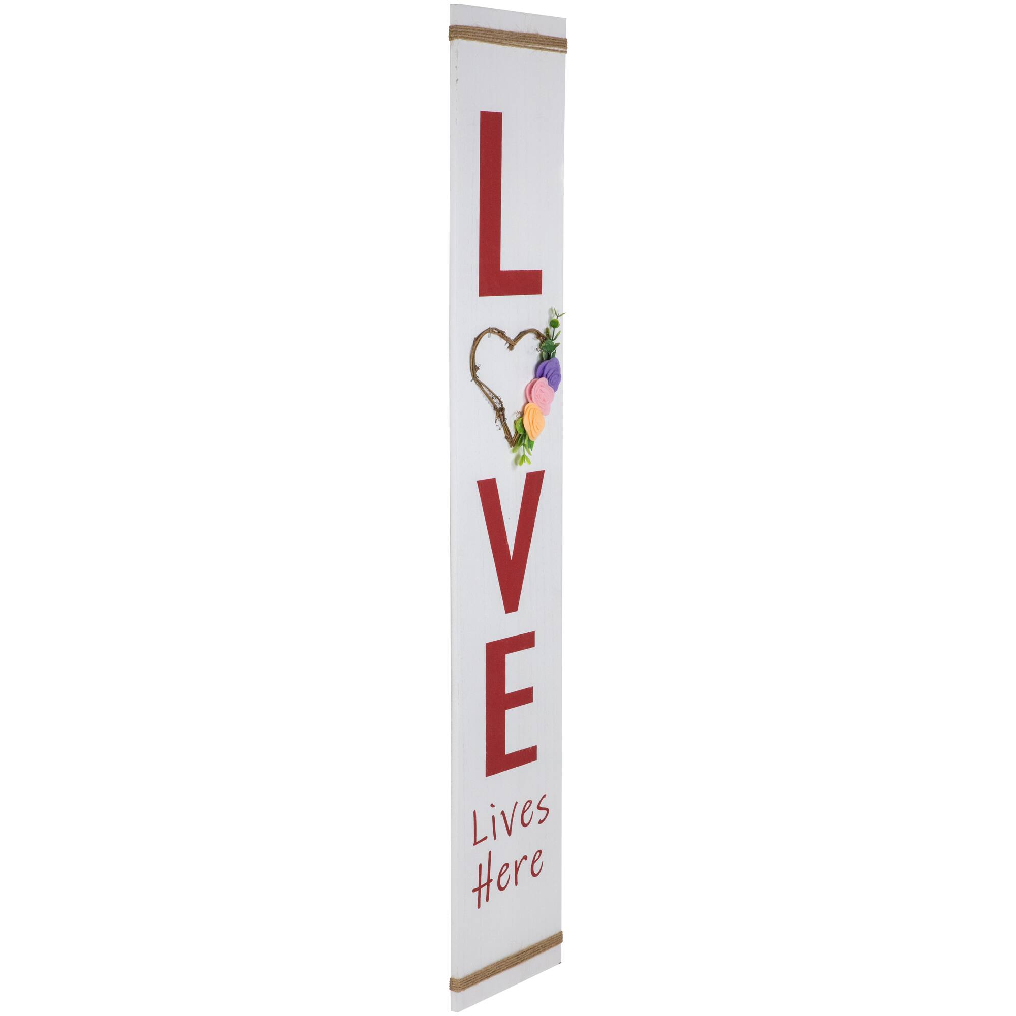 39.25&#x22; Valentine&#x27;s Day Love Lives Here Wooden Porch Board Sign