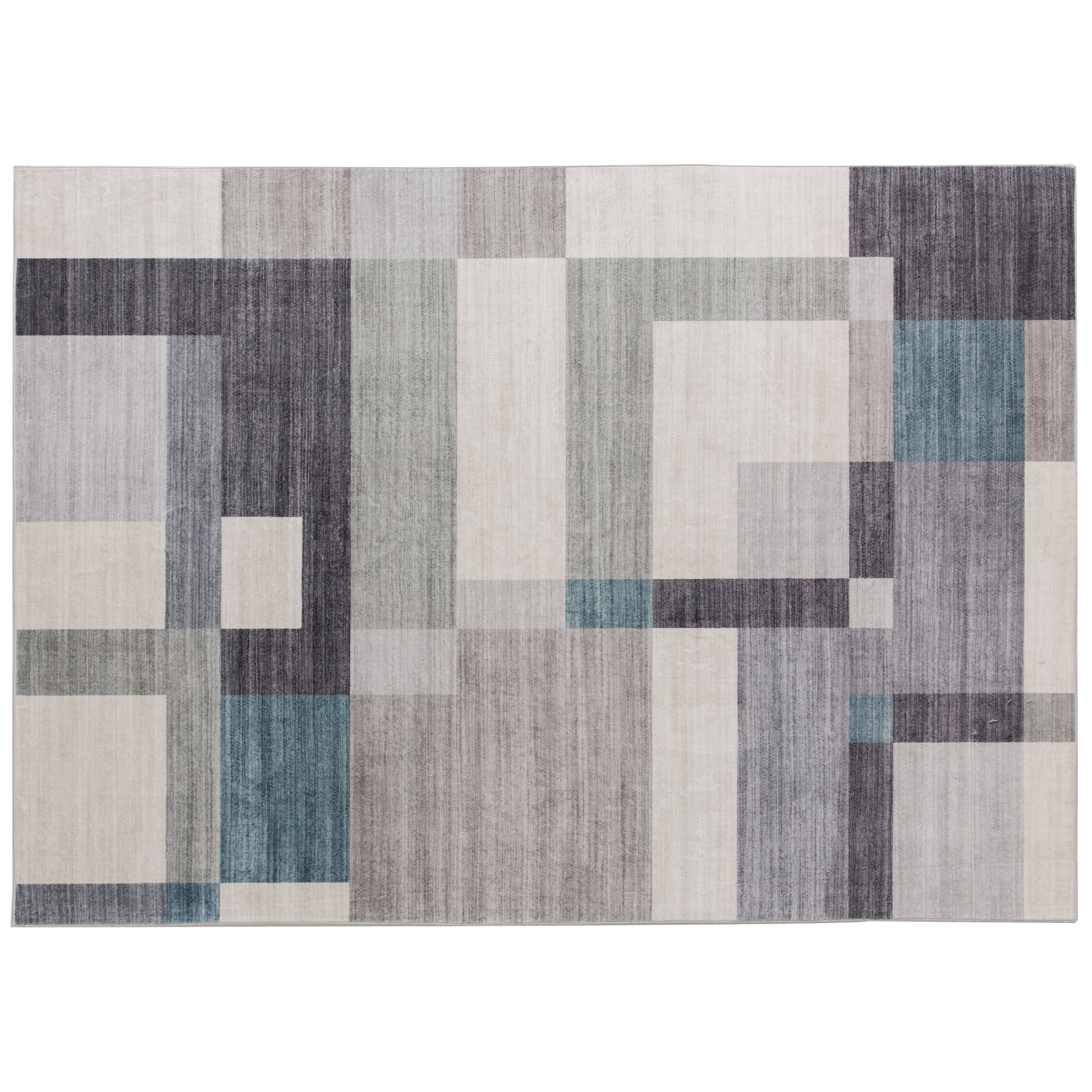 Grey &#x26; Blue Geo Block Washable Area Rug by Ashland&#xAE;