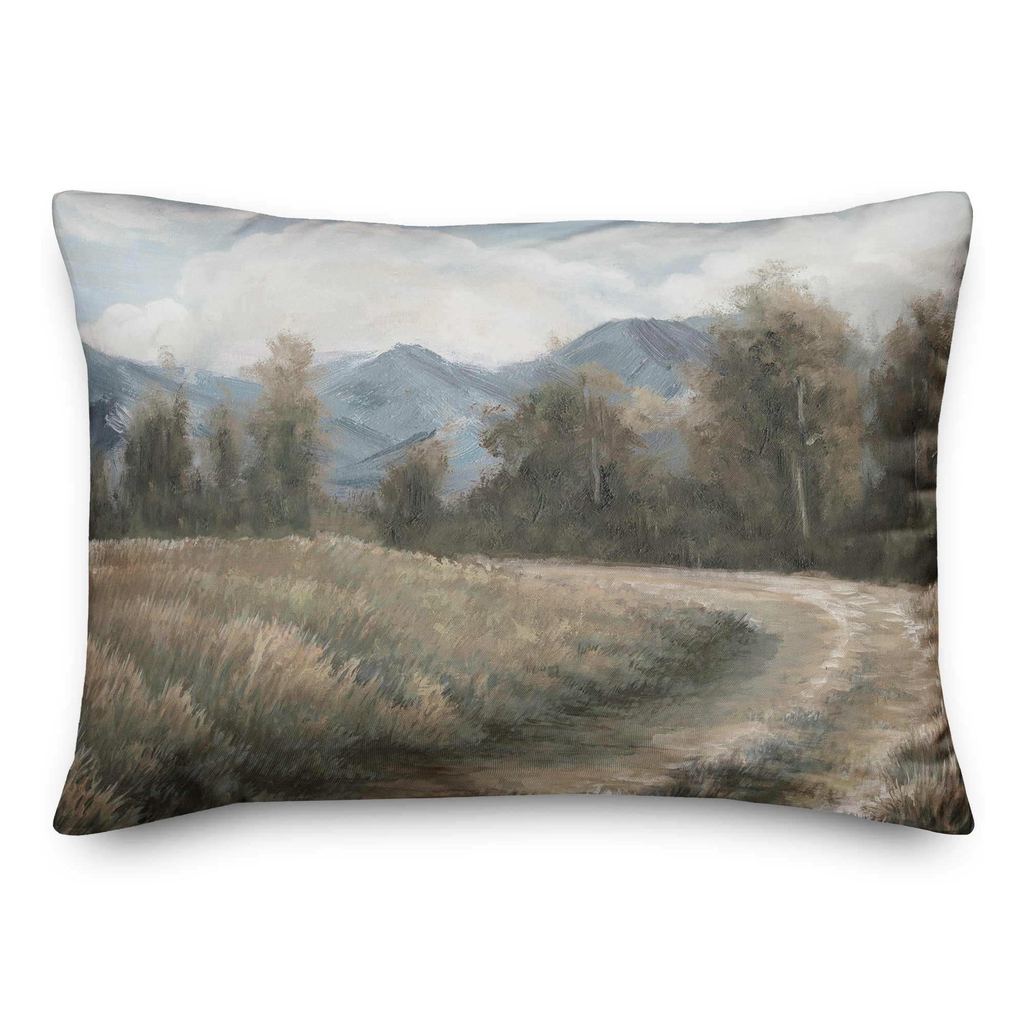 20" x 14" Treeline Mountains Country Road Indoor/Outdoor Pillow