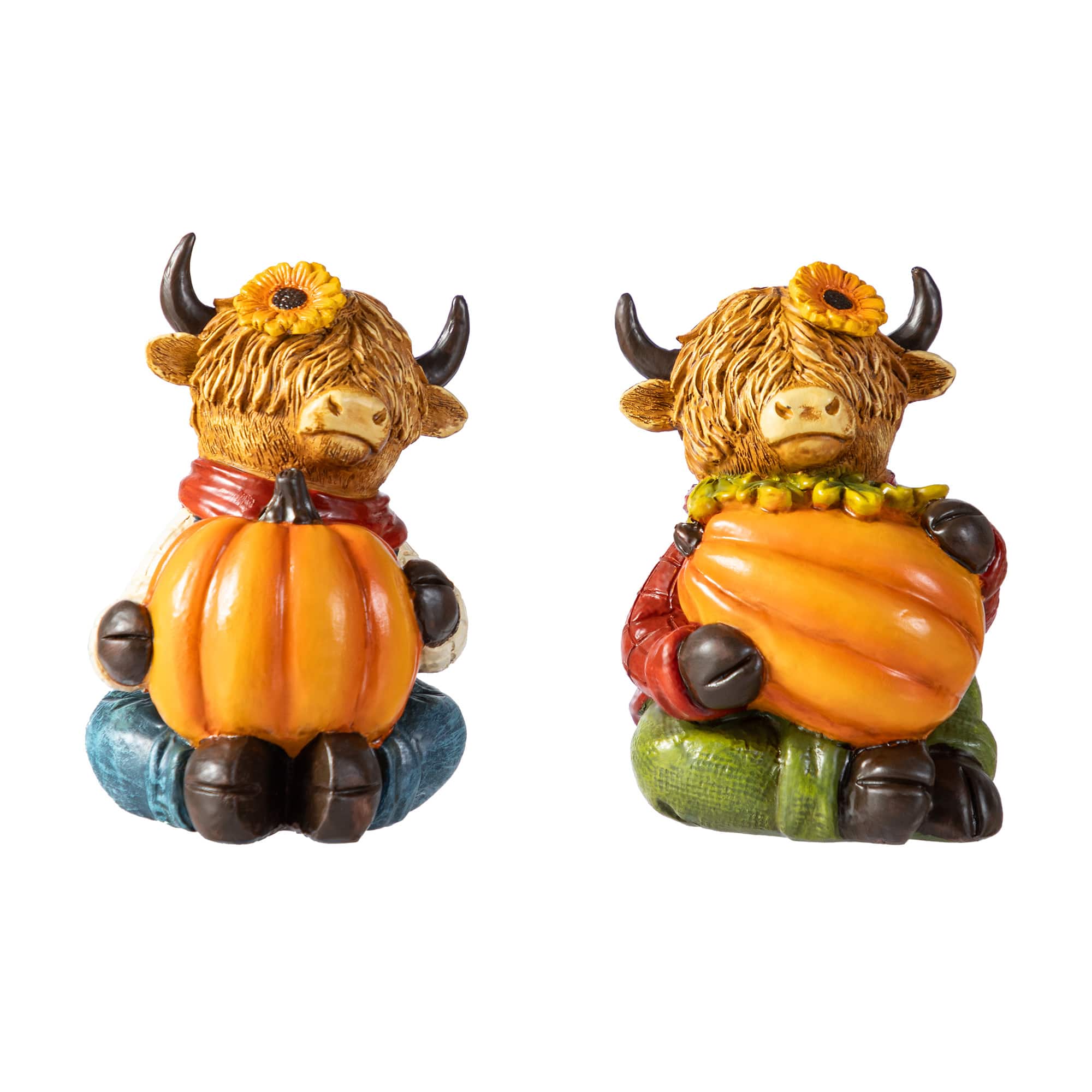 Glitzhome&#xAE; 4.25&#x22; Fall Resin Highland Cow Table Decor Set