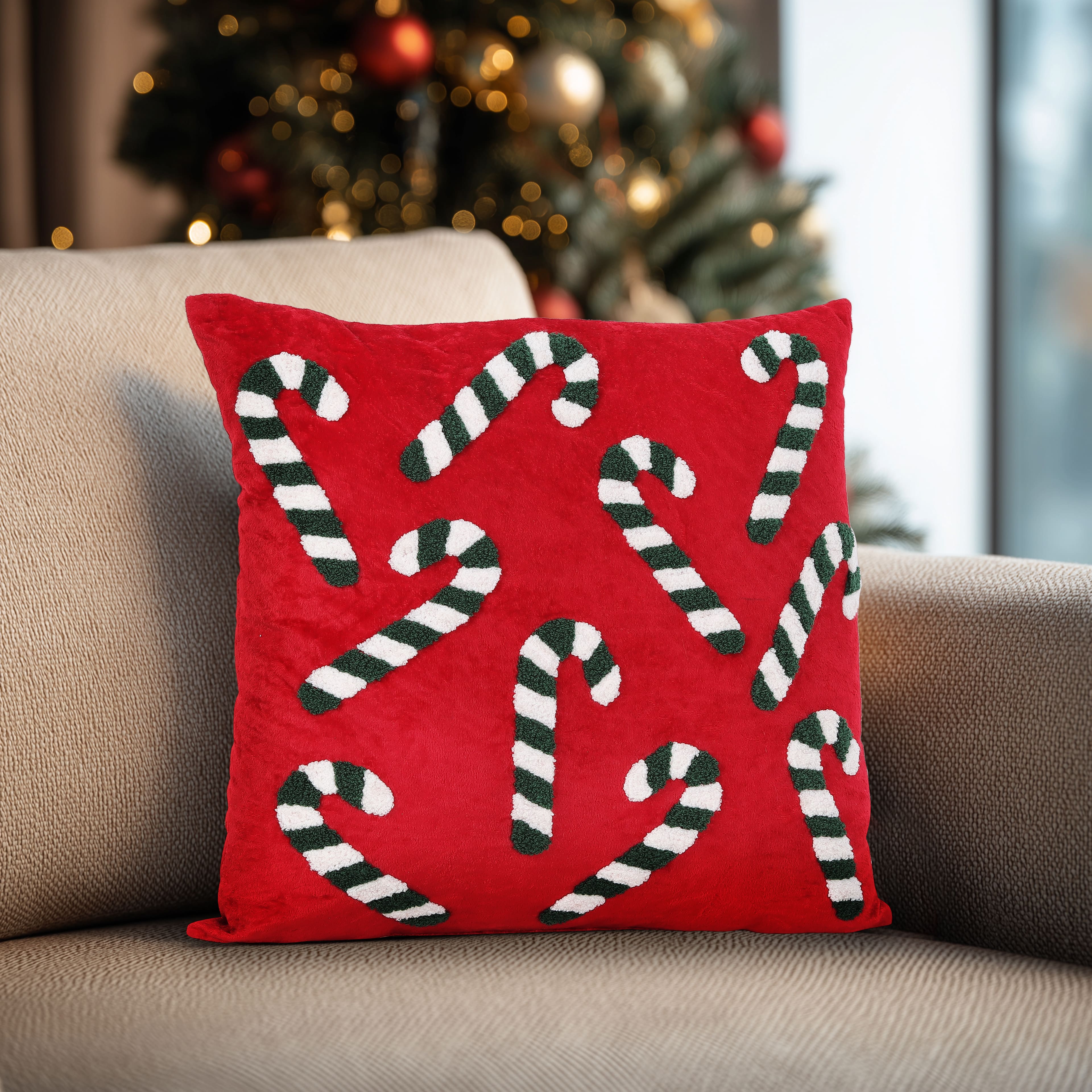 16&#x22; Candy Cane Throw Pillow by Ashland&#xAE;
