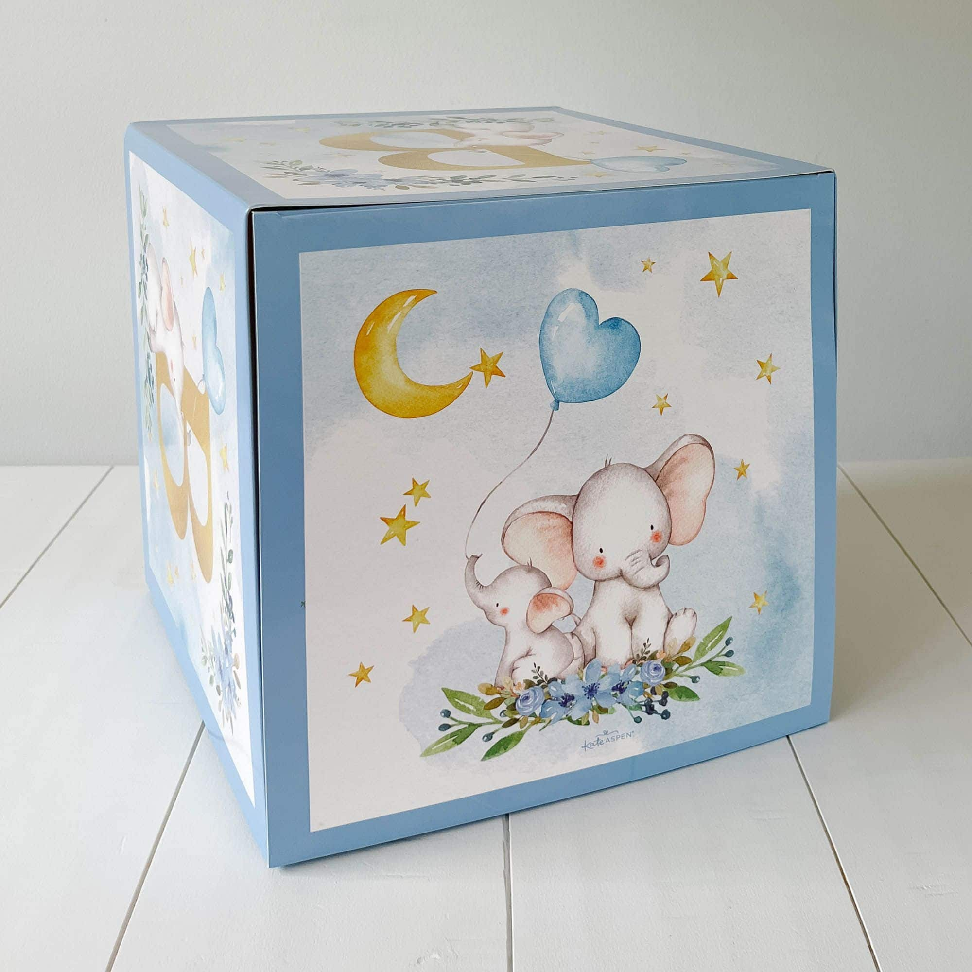 Kate Aspen&#xAE; Blue Elephant Baby Shower Block Box Set