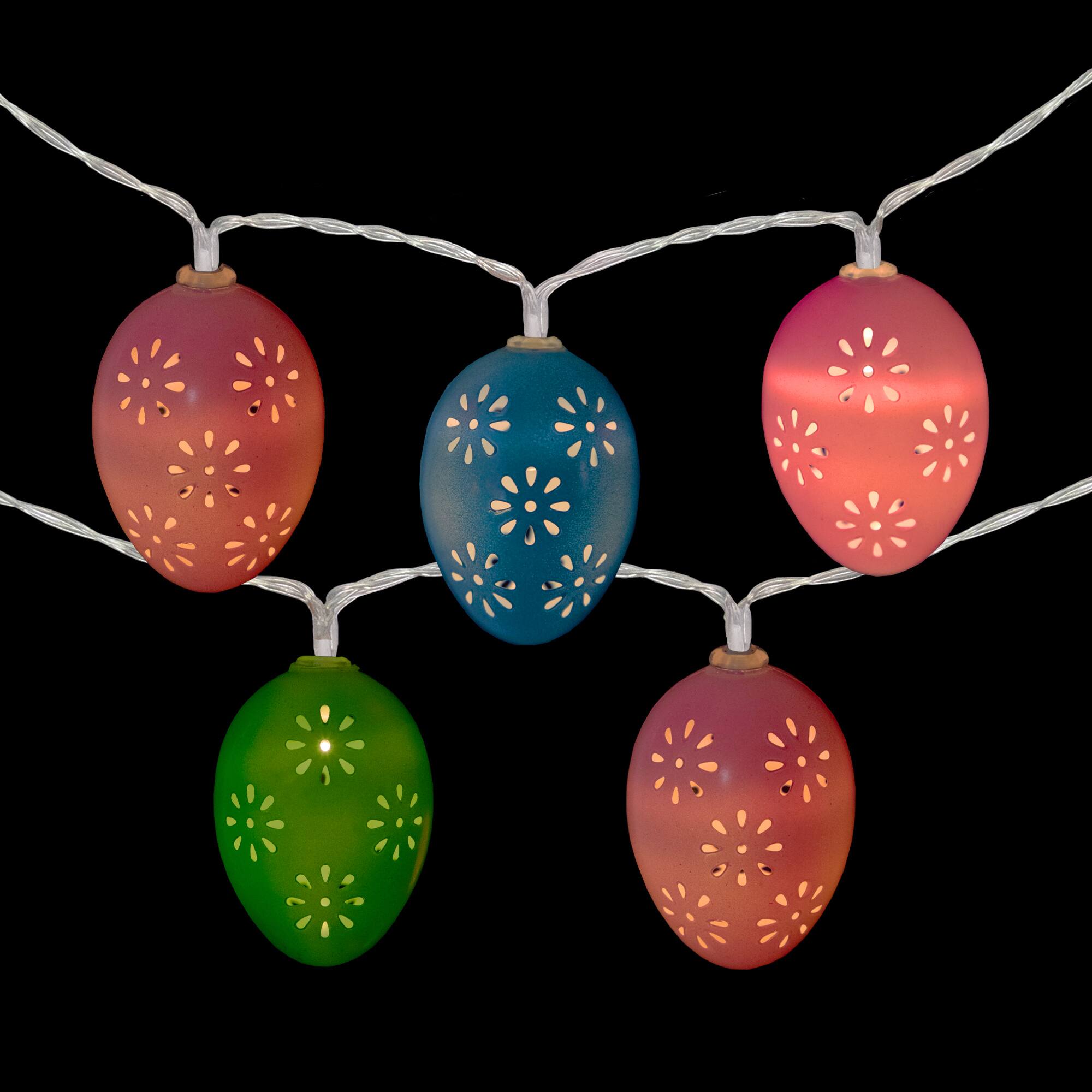 10ct. Multicolor Easter Egg LED String Lights with Clear Wire