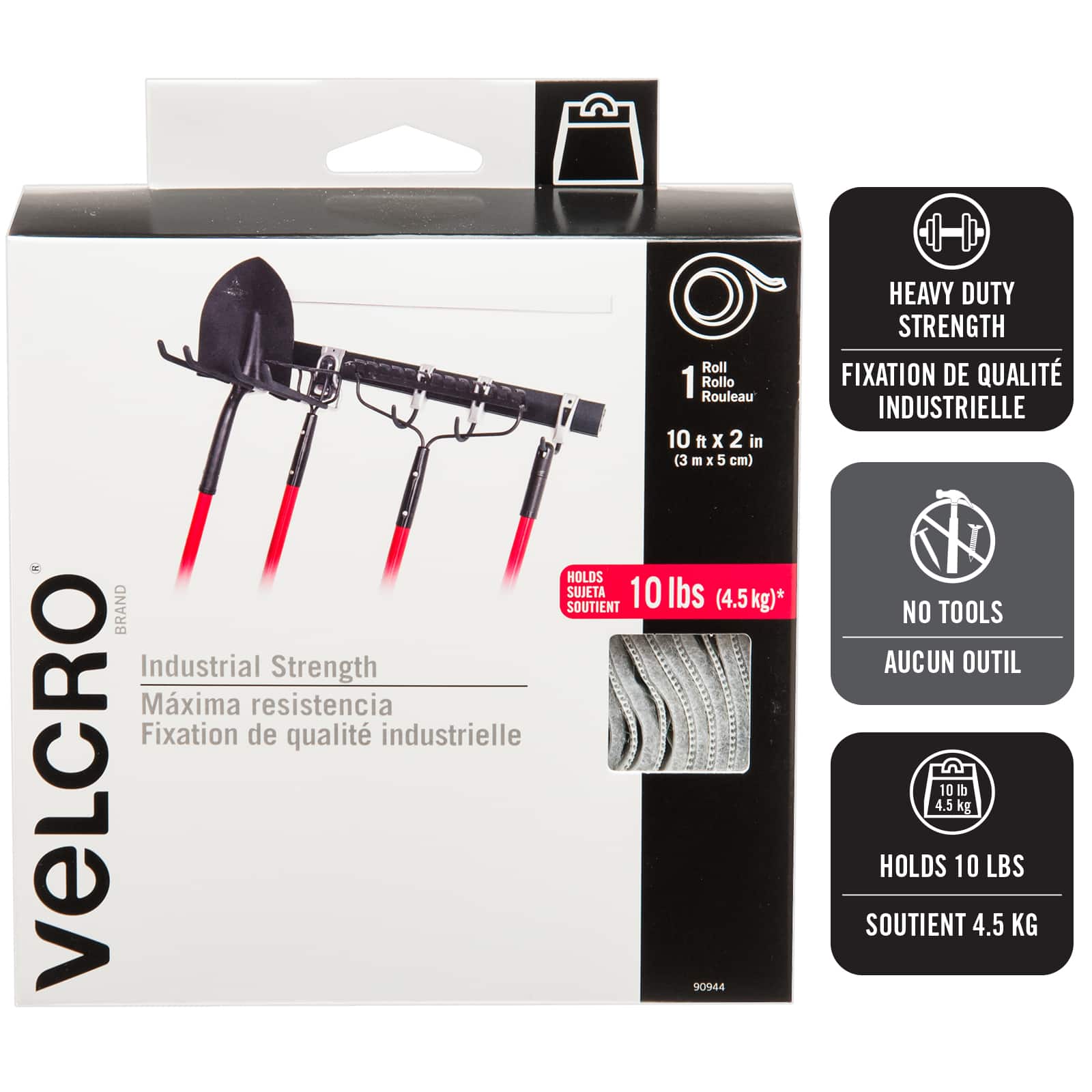 VELCRO&#xAE; Brand Industrial Strength White Adhesive Roll