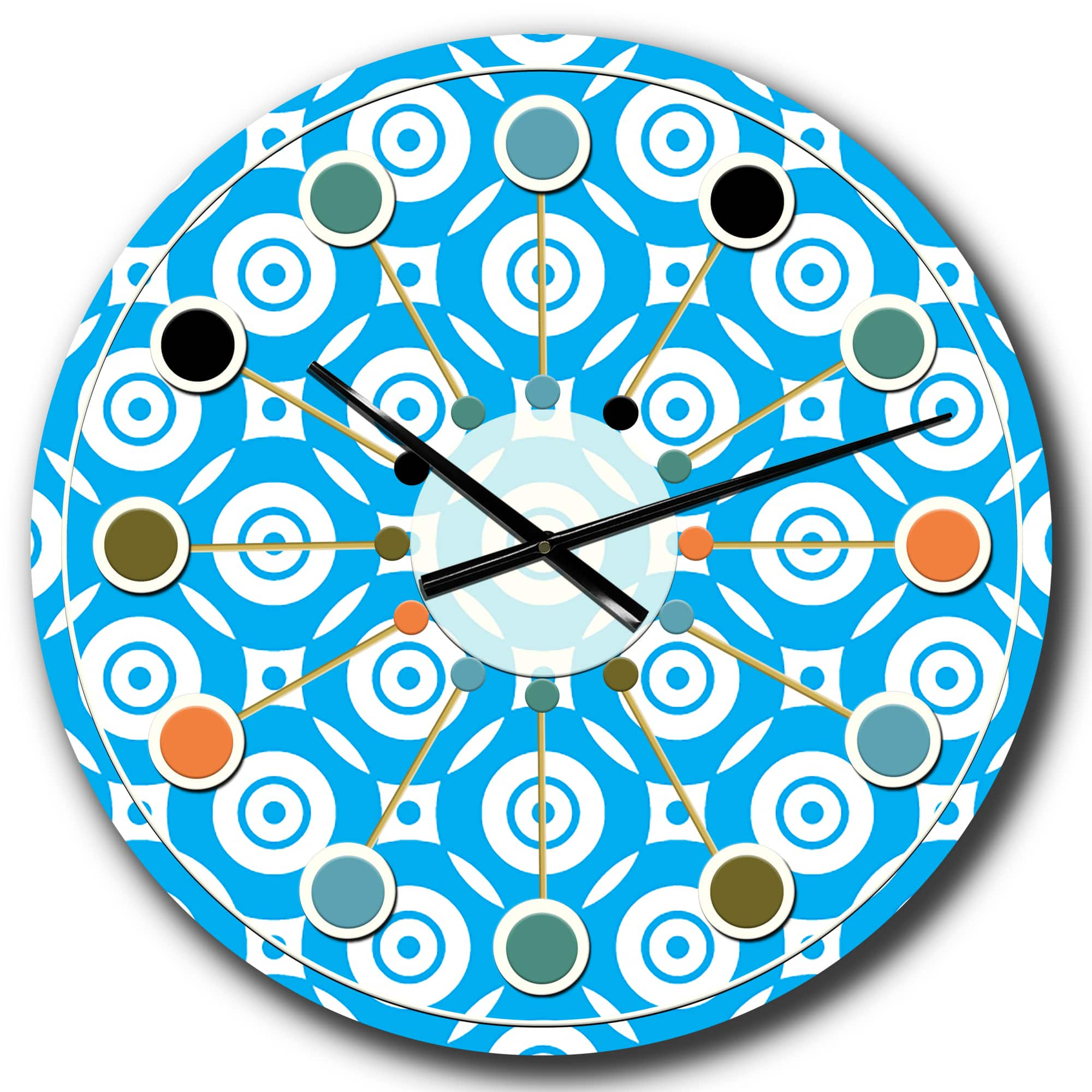 Designart &#x27;Retro Ornamental Design Iv Mid-Century Modern Wall Clock