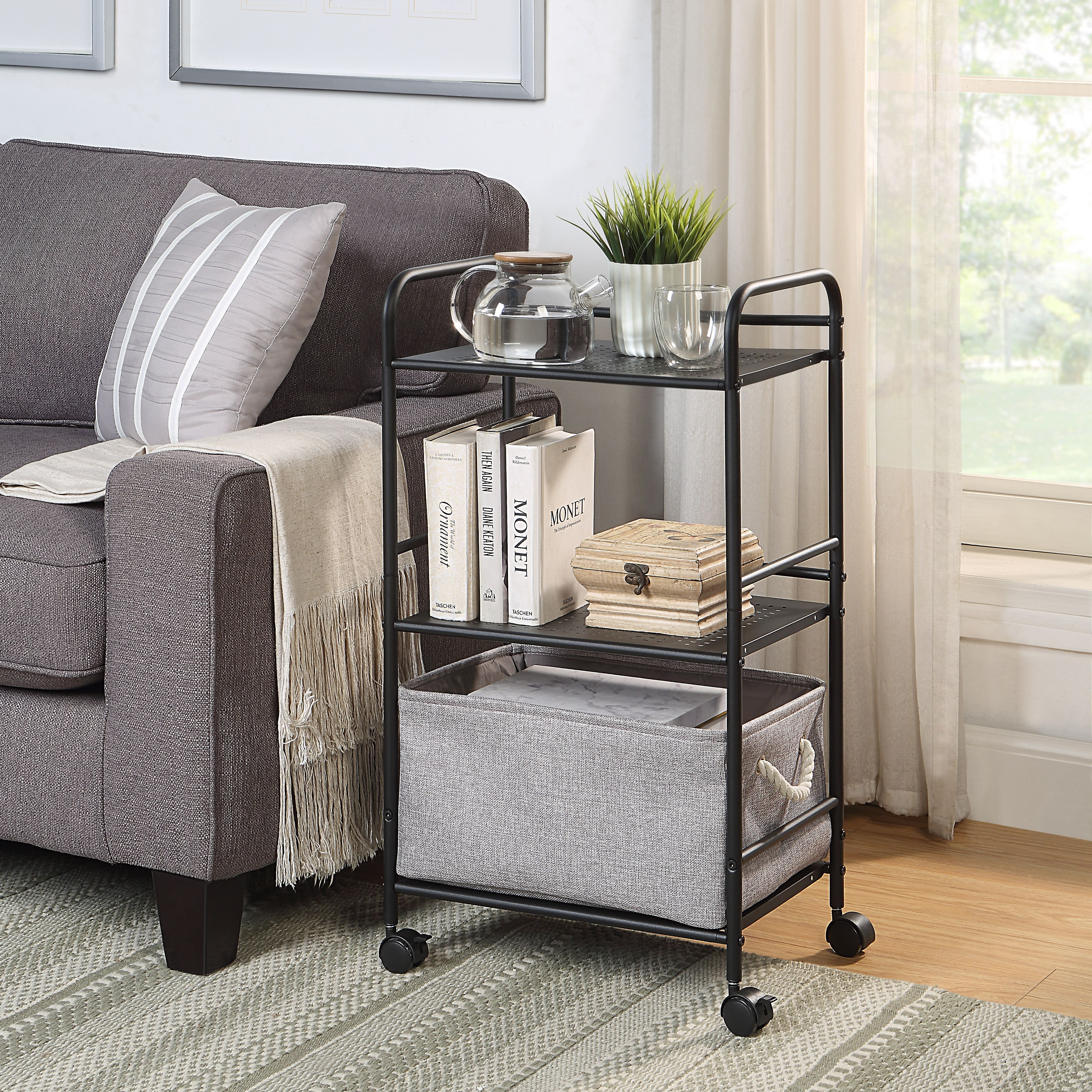 SunnyPoint 3-Tier Metal Rolling Utility Cart