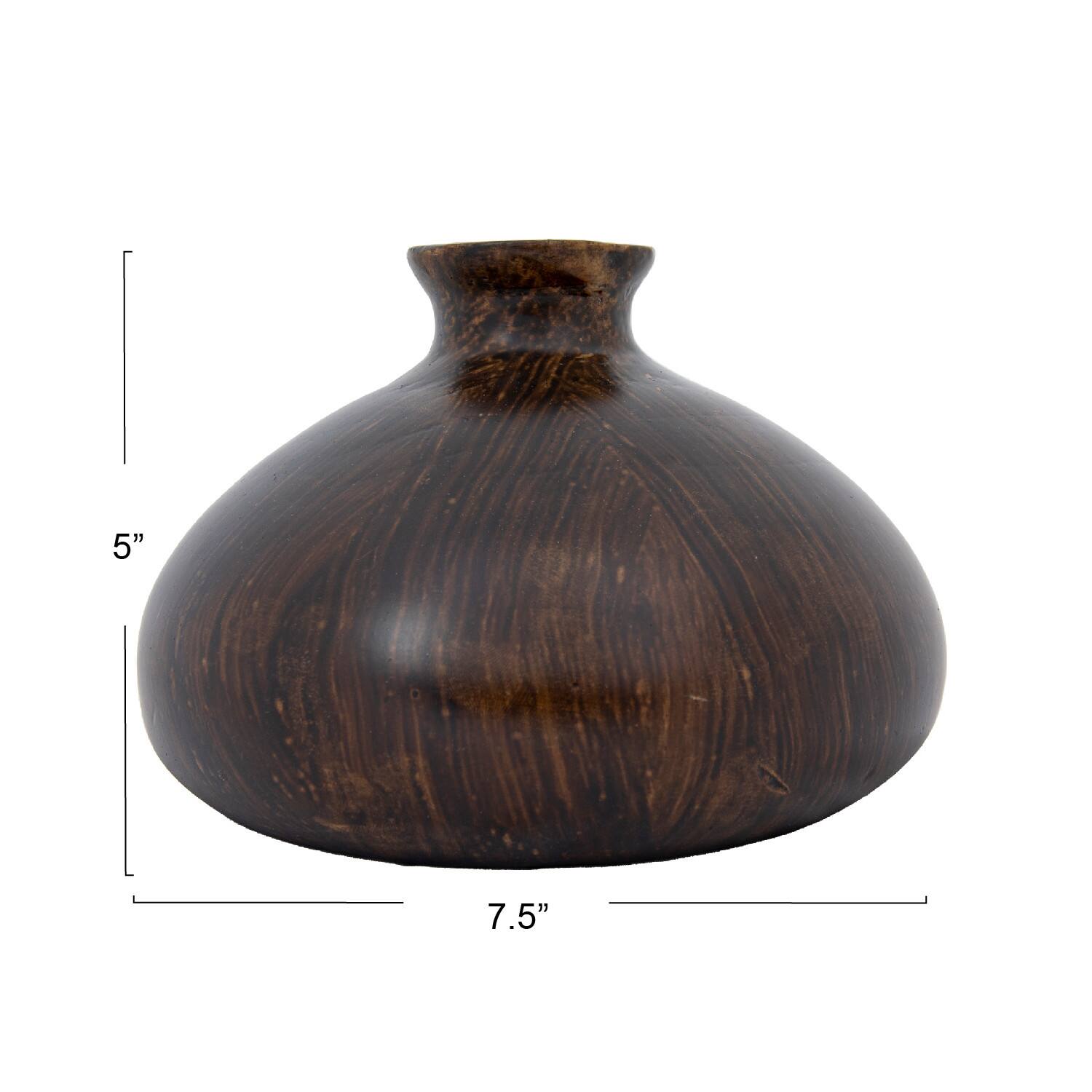 Hello Honey® 5" Espresso Finish Decorative Paulownia Wood Vase